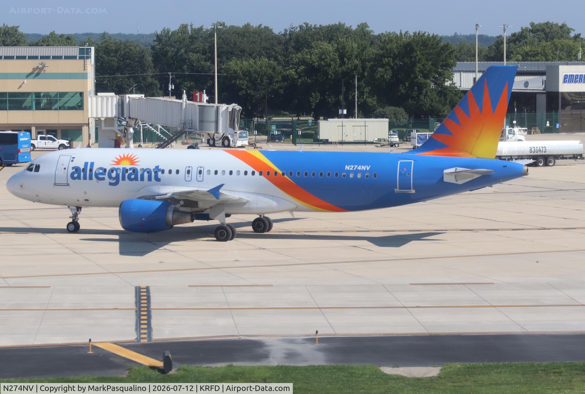 Aircraft N274NV, 2007 Airbus A320-216, c/n 3079, Airbus A320-216, at KRFD, photo by MarkPasqualino