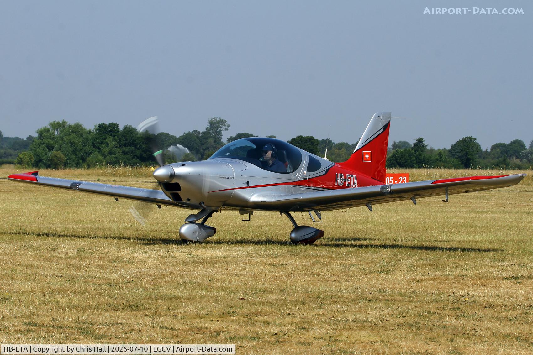Aircraft HB-ETA, BRM Aero Bristell B23-915iS, c/n 166/2025, Sleapkosh 26, day 1, 10/07/26, at EGCV, photo by Chris Hall