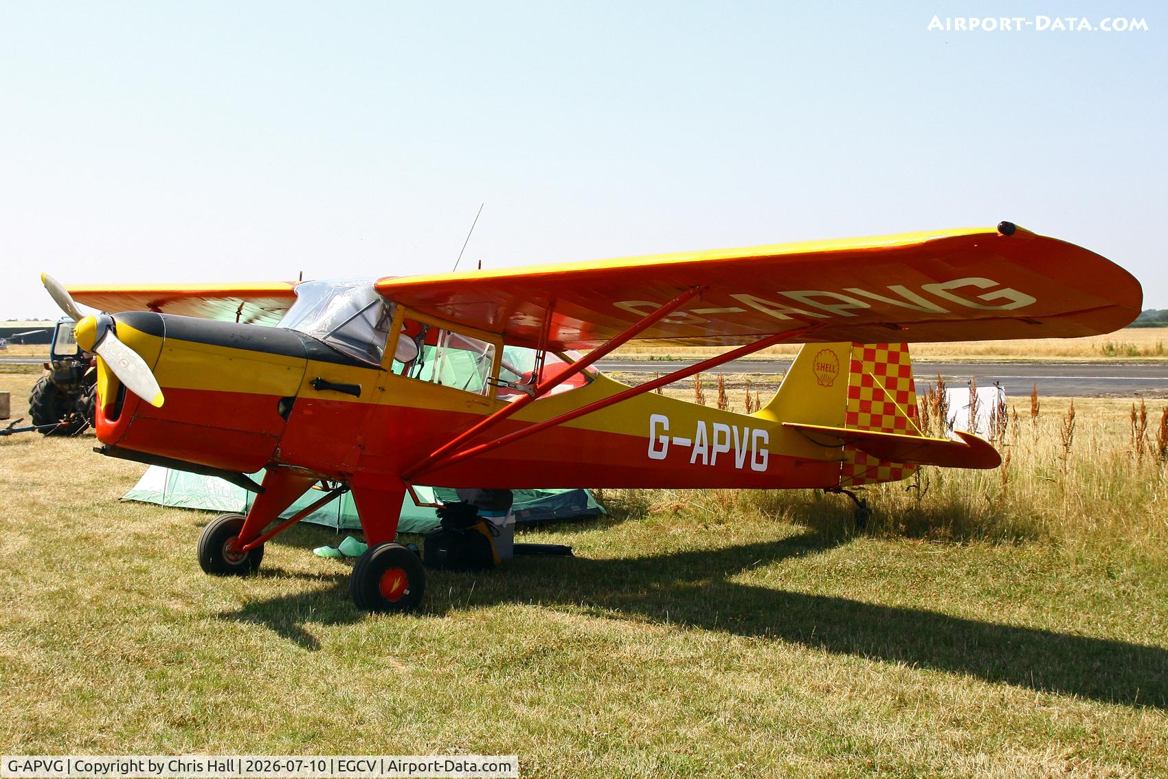 Aircraft G-APVG, 1959 Auster J-5L Aiglet Trainer, c/n 3306, Sleapkosh 26, day 1, 10/07/26, at EGCV, photo by Chris Hall