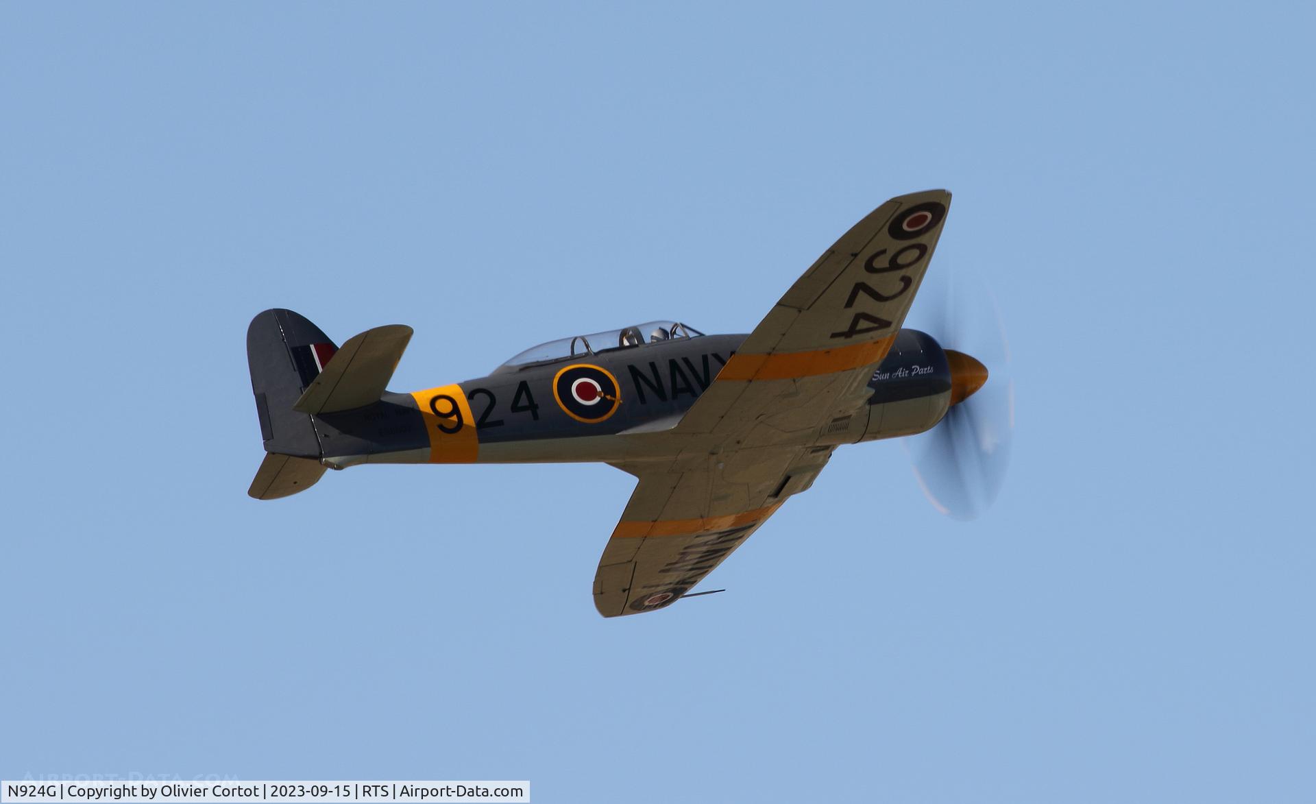 Aircraft N924G, 1954 Hawker Sea Fury T.20, c/n ES.8502, 2023 air races, at RTS, photo by Olivier Cortot