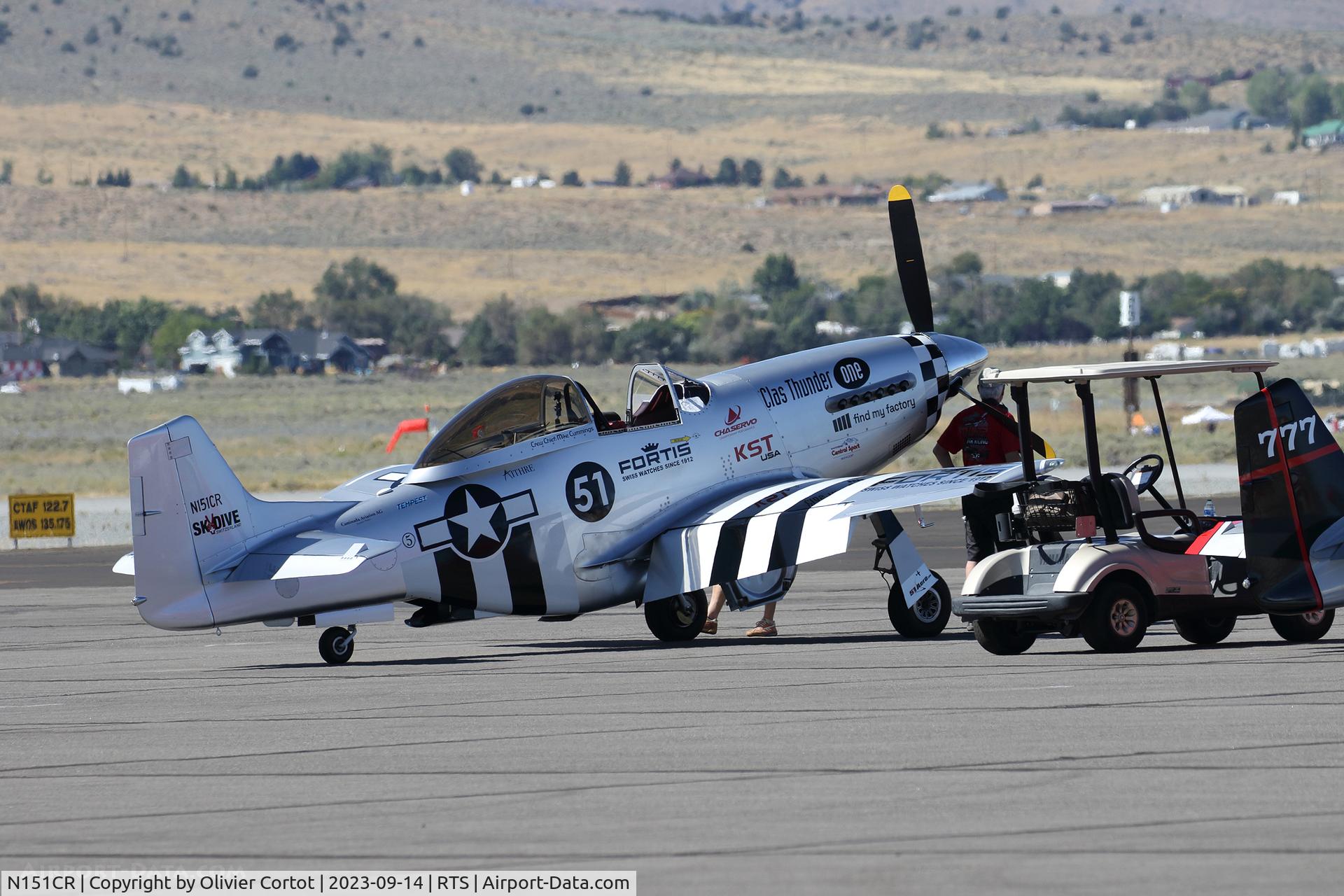 Aircraft N151CR, Papa 51 Thunder Mustang, c/n CJTM 033, 2023 air races, at RTS, photo by Olivier Cortot