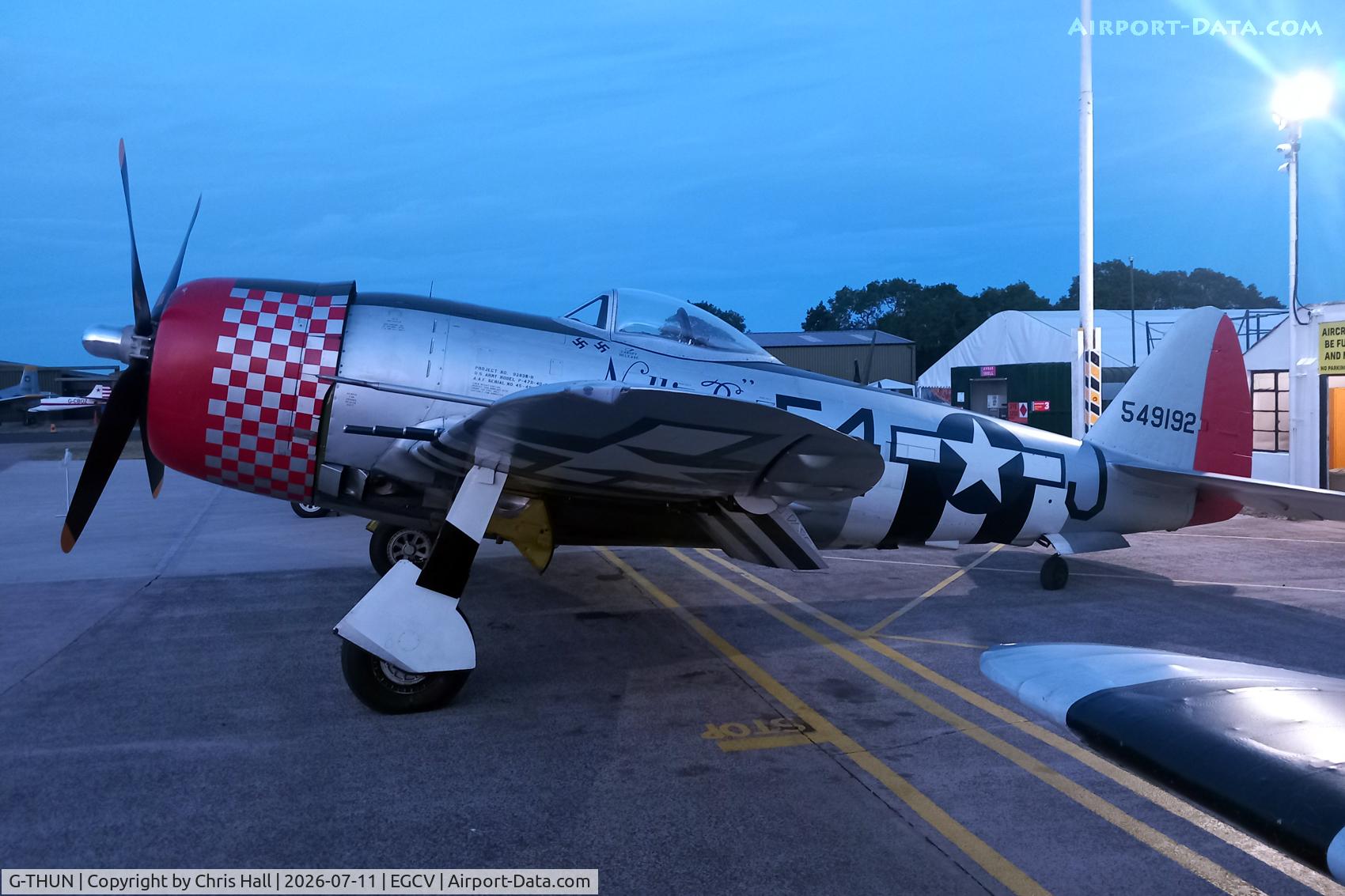 Aircraft G-THUN, 1945 Republic P-47D Thunderbolt, c/n 399-55731, Sleapkosh 26, day 2, 11/07/26, at EGCV, photo by Chris Hall