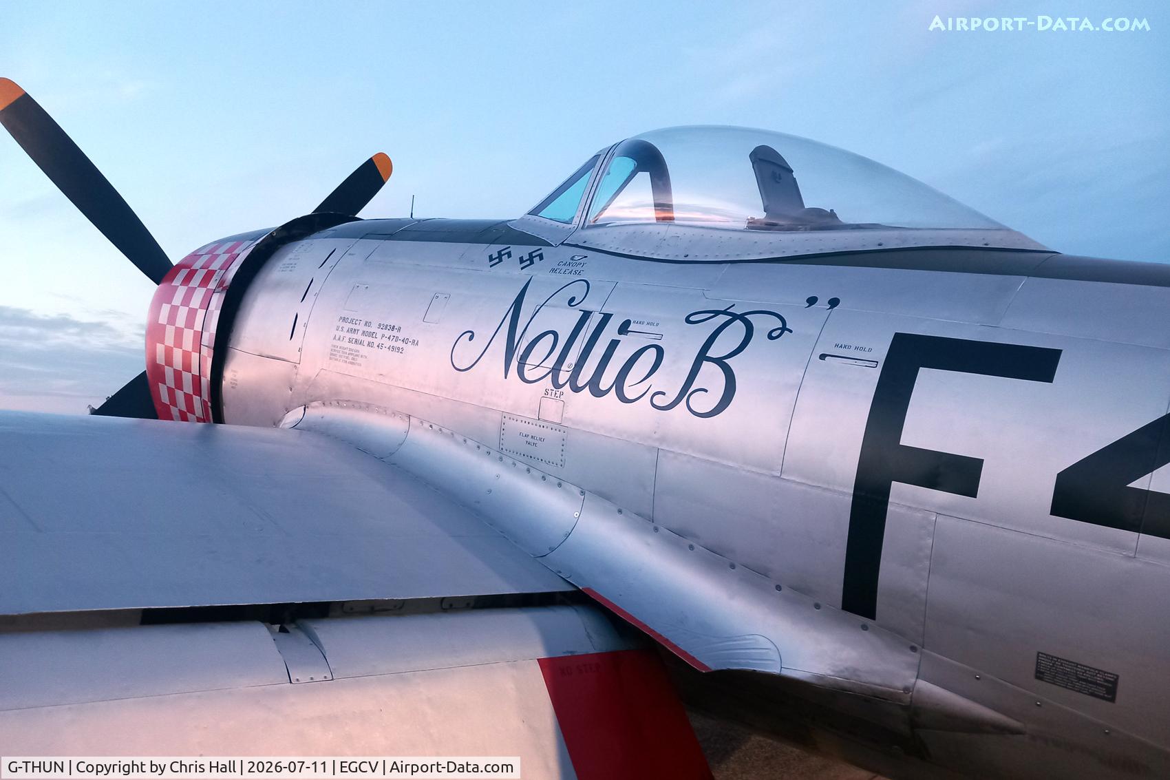 Aircraft G-THUN, 1945 Republic P-47D Thunderbolt, c/n 399-55731, Sleapkosh 26, day 2, 11/07/26, at EGCV, photo by Chris Hall
