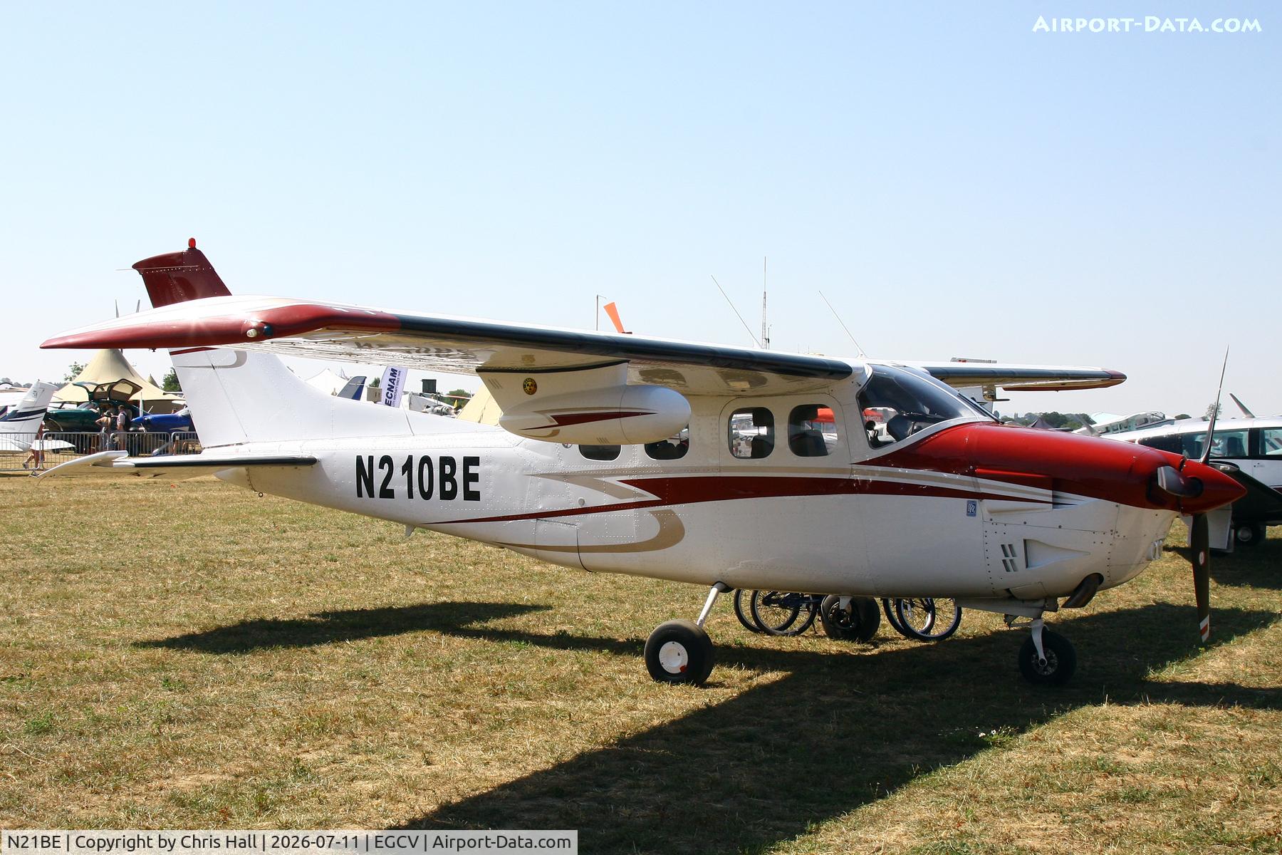 Aircraft N21BE, 1979 Cessna P210N Pressurised Centurion, c/n P21000456, Sleapkosh 26, day 2, 11/07/26, at EGCV, photo by Chris Hall