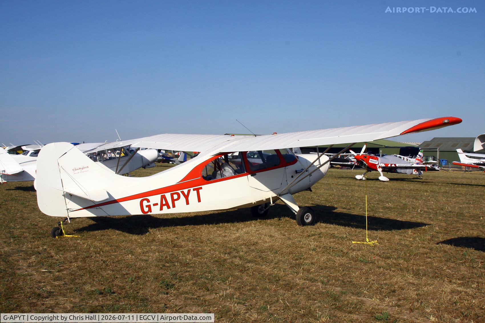 Aircraft G-APYT, 1960 Champion 7FC Tri-Traveler, c/n 387, Sleapkosh 26, day 2, 11/07/26, at EGCV, photo by Chris Hall