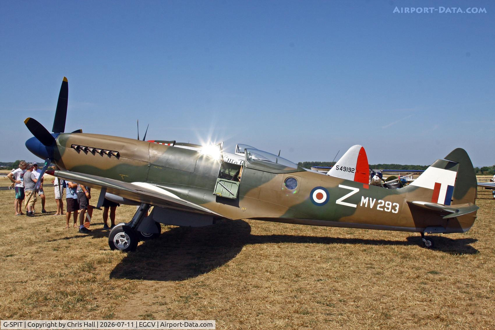 Aircraft G-SPIT, 1944 Supermarine 379 Spitfire FR.XIV, c/n 6S/649205, Sleapkosh 26, day 2, 11/07/26, at EGCV, photo by Chris Hall