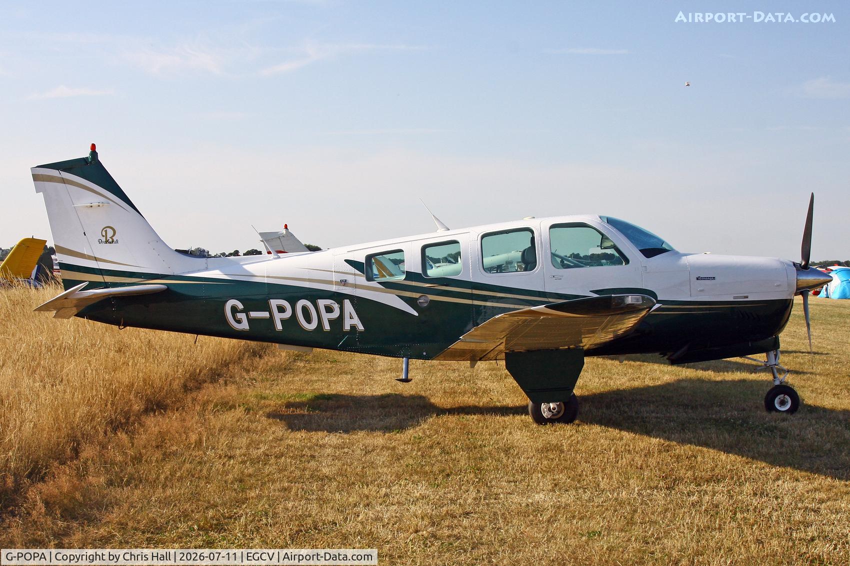 Aircraft G-POPA, 1984 Beech A36 Bonanza 36, c/n E-2177, Sleapkosh 26, day 2, 11/07/26, at EGCV, photo by Chris Hall