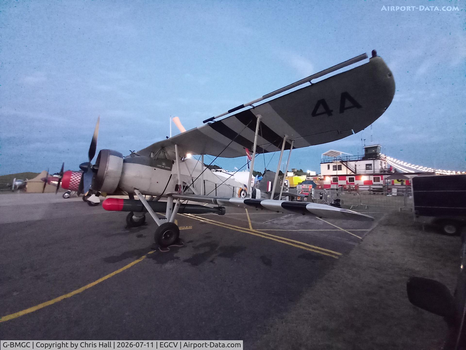 Aircraft G-BMGC, 1941 Fairey Swordfish 1, c/n B3593, Sleapkosh 26, day 2, 11/07/26, at EGCV, photo by Chris Hall