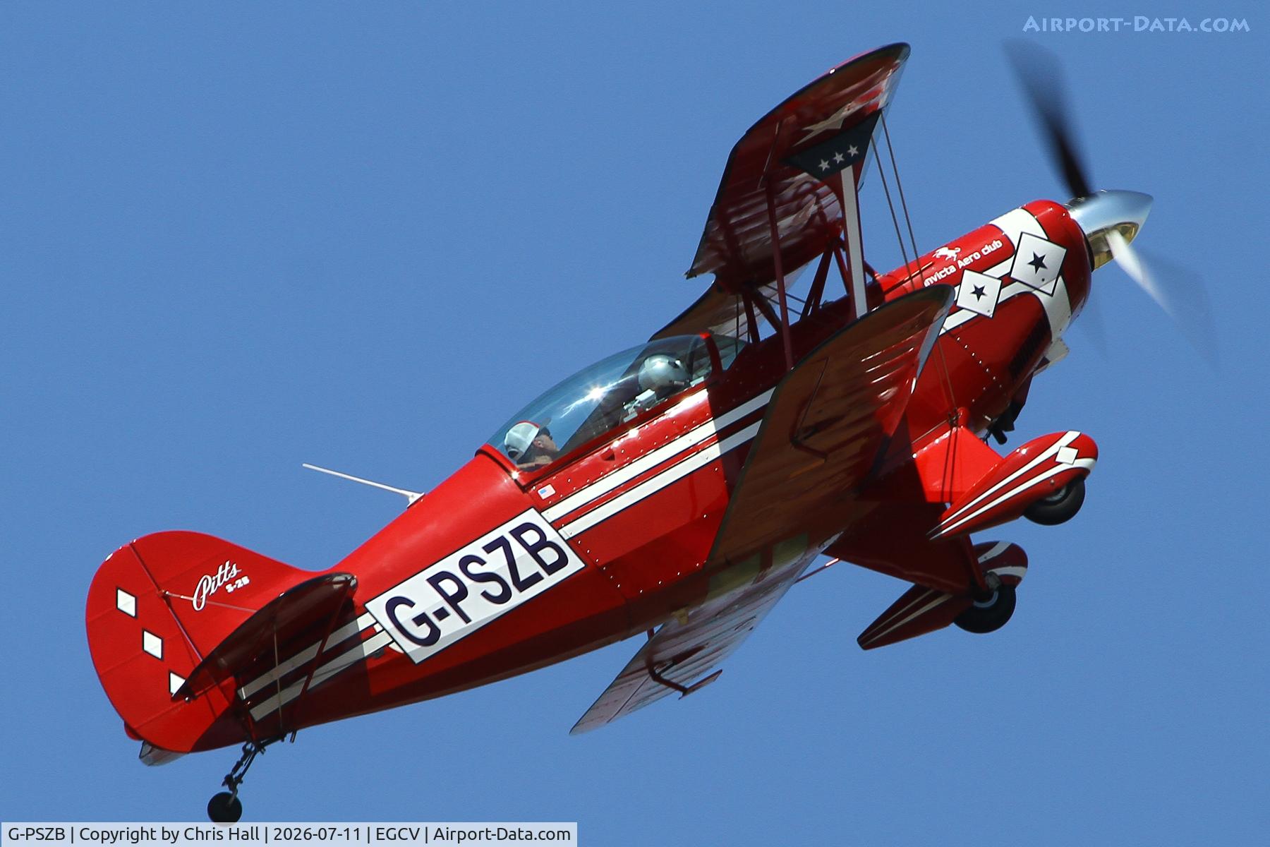 Aircraft G-PSZB, 1988 Pitts S-2B Special, c/n 5144, Sleapkosh 26, day 2, 11/07/26, at EGCV, photo by Chris Hall