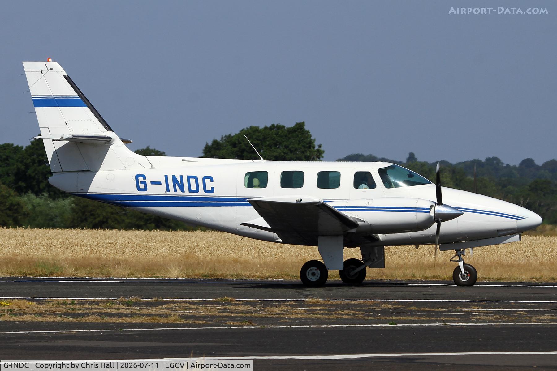 Aircraft G-INDC, 1982 Cessna T303 Crusader, c/n T303-00122, Sleapkosh 26, day 2, 11/07/26, at EGCV, photo by Chris Hall