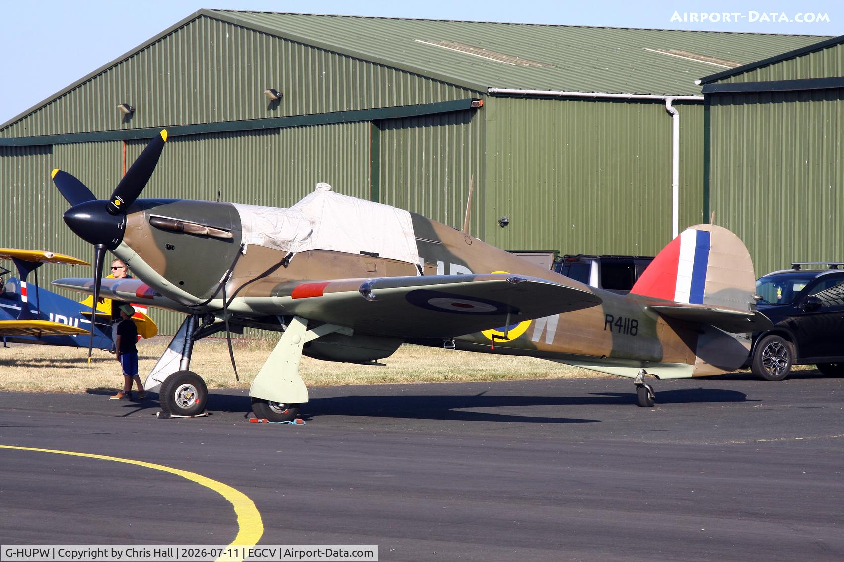 Aircraft G-HUPW, 1940 Hawker Hurricane I, c/n G592301, Sleapkosh 26, day 2, 11/07/26, at EGCV, photo by Chris Hall