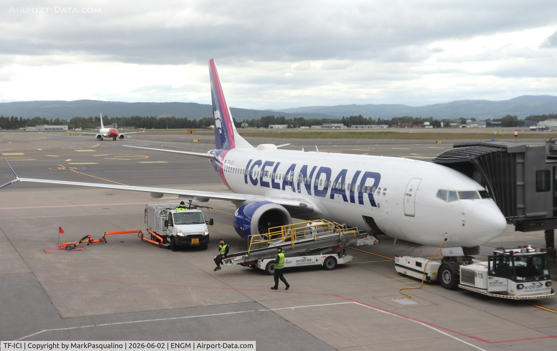 Aircraft TF-ICI, 2018 Boeing 737 MAX 8, c/n 64992, Boeing 737-8 MAX, at ENGM, photo by MarkPasqualino
