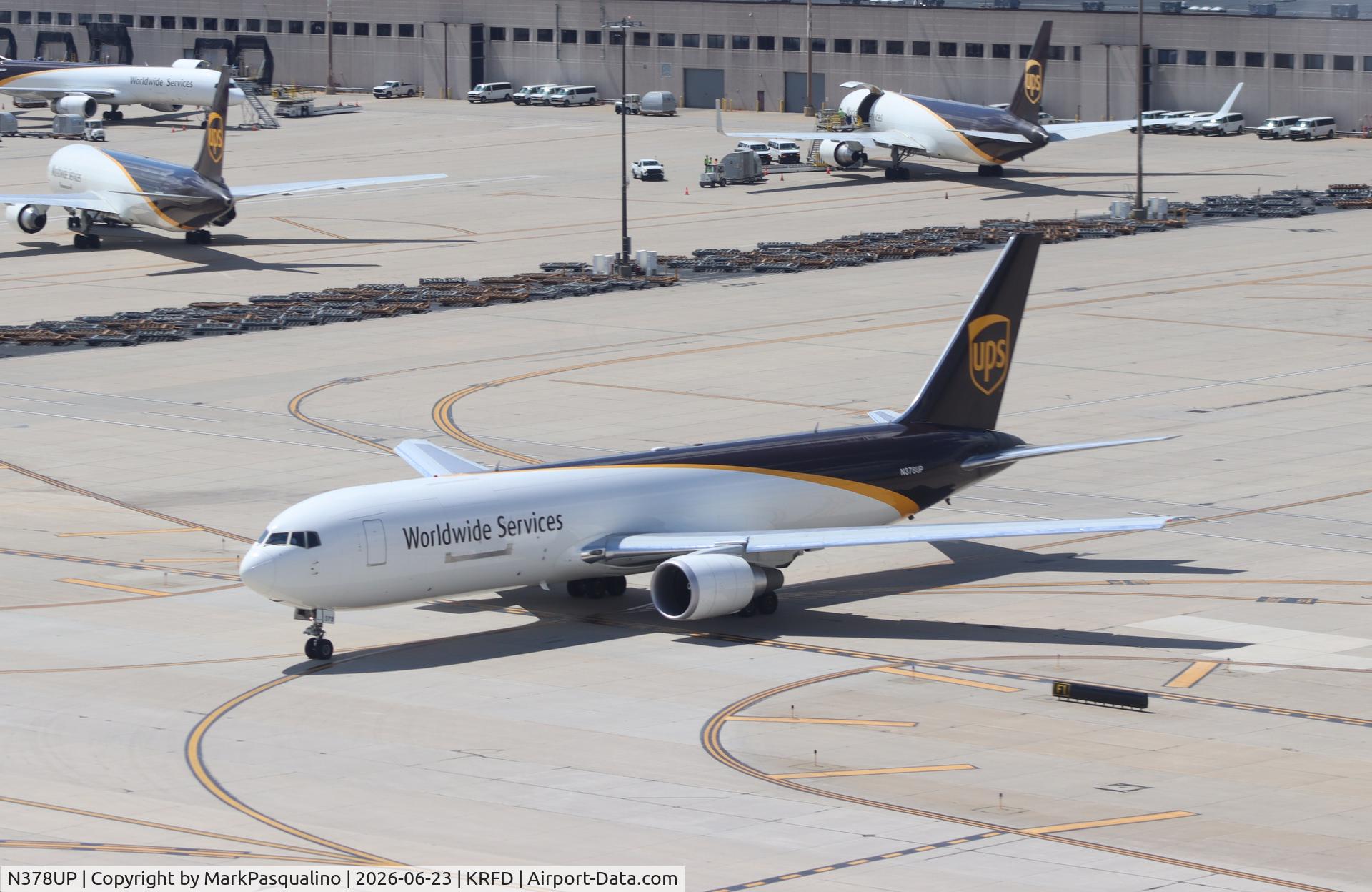 Aircraft N378UP, 2023 Boeing 767-300F, c/n 67920 l/n 1298, Boeing 767-300F, at KRFD, photo by MarkPasqualino