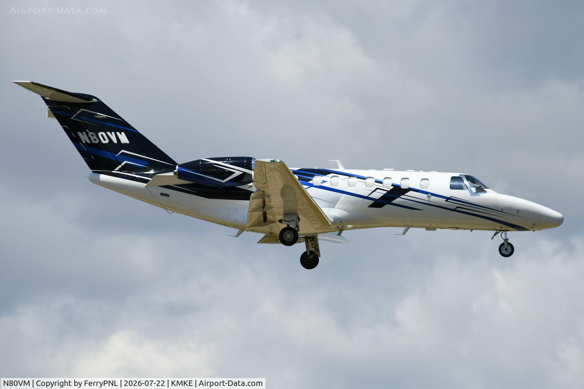 Aircraft N80VM, 2014 Cessna 525B CitationJet 3, c/n 525B0455, VMI Enterprises LLC Ce525B, at KMKE, photo by FerryPNL