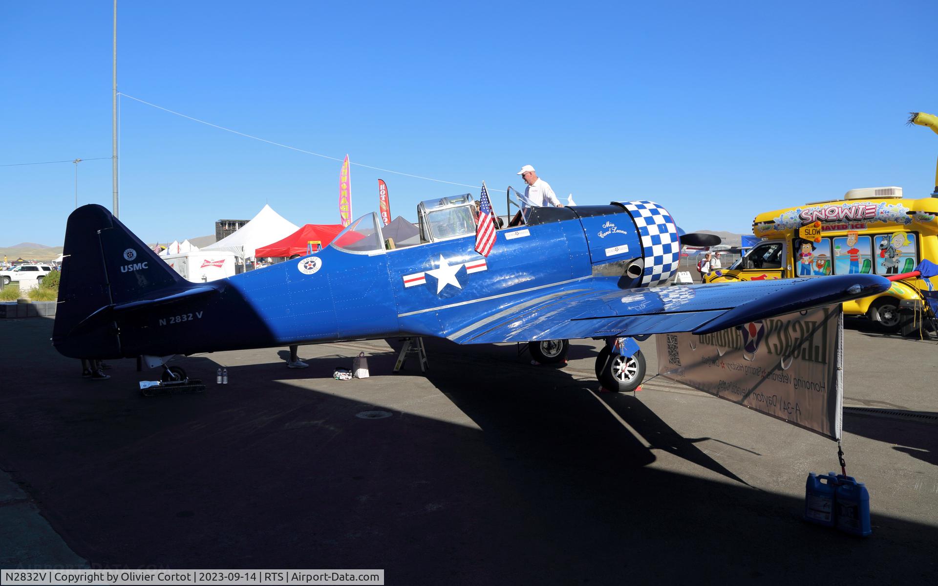 Aircraft N2832V, North American AT-6G Texan, c/n 168-485 (49-3371), 2023 air races, at RTS, photo by Olivier Cortot
