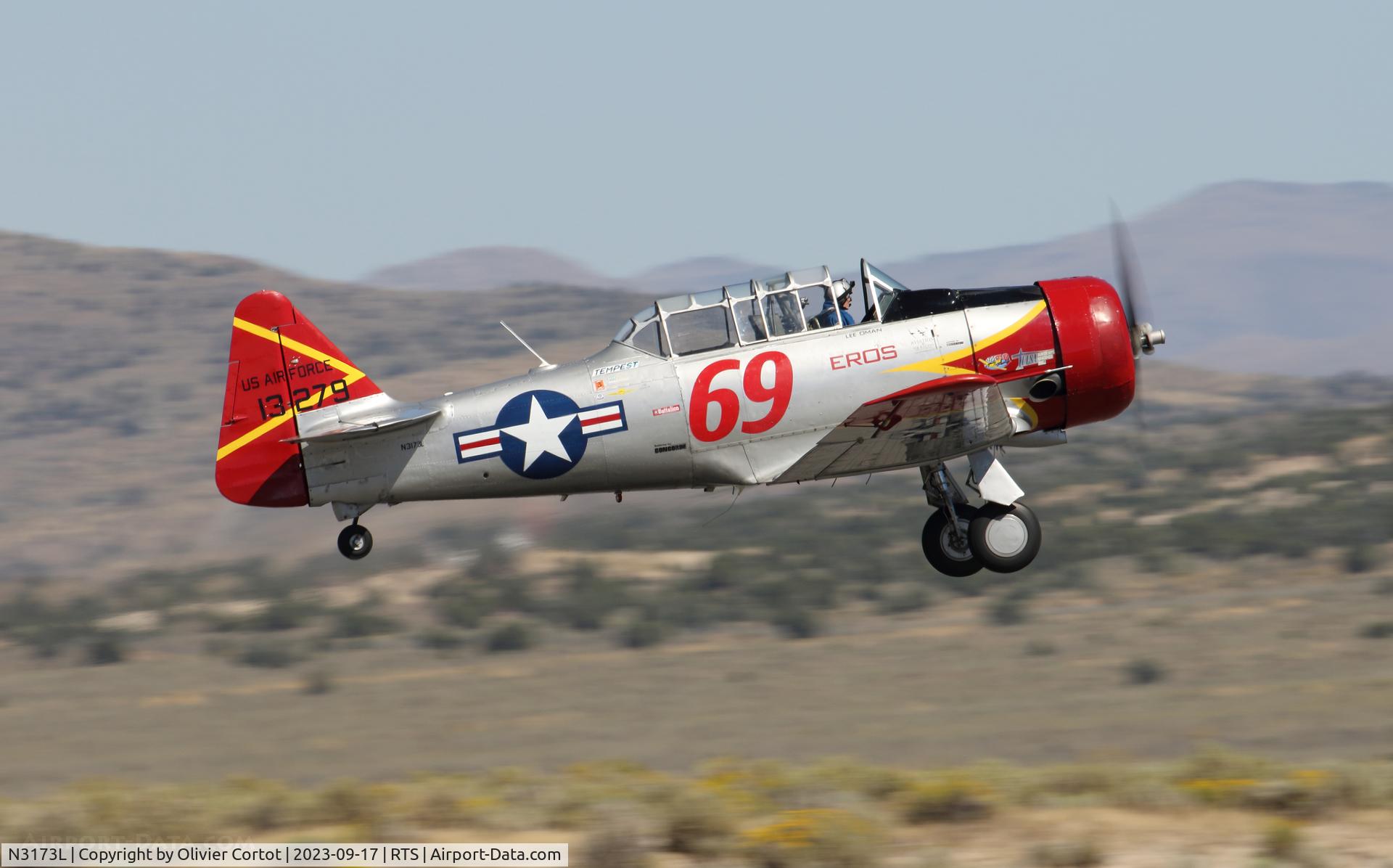 Aircraft N3173L, 1945 North American AT-6, c/n 413279, taking off, at RTS, photo by Olivier Cortot