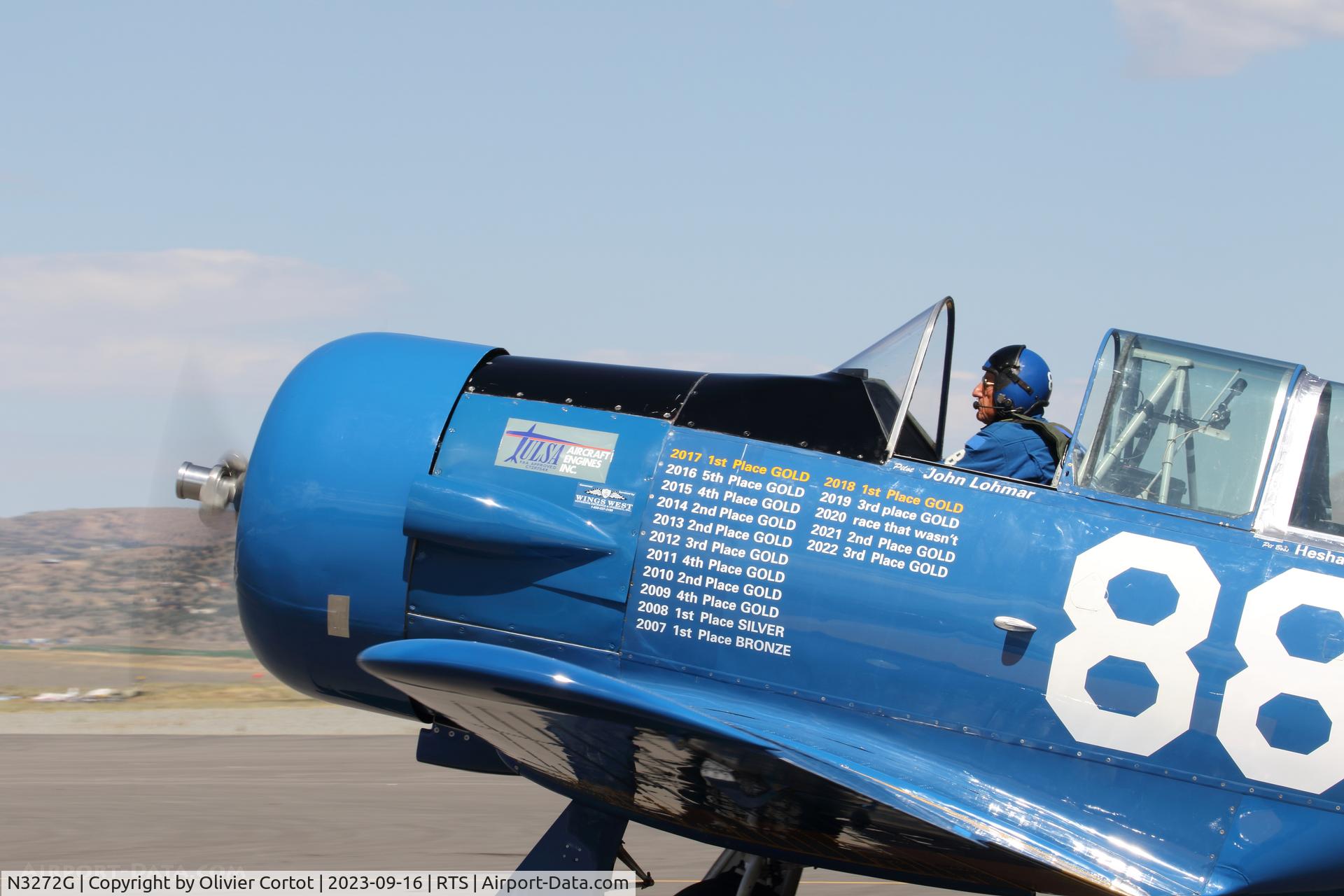 Aircraft N3272G, 1942 North American SNJ-5 Texan Texan, c/n 84826, 2023 air races, at RTS, photo by Olivier Cortot