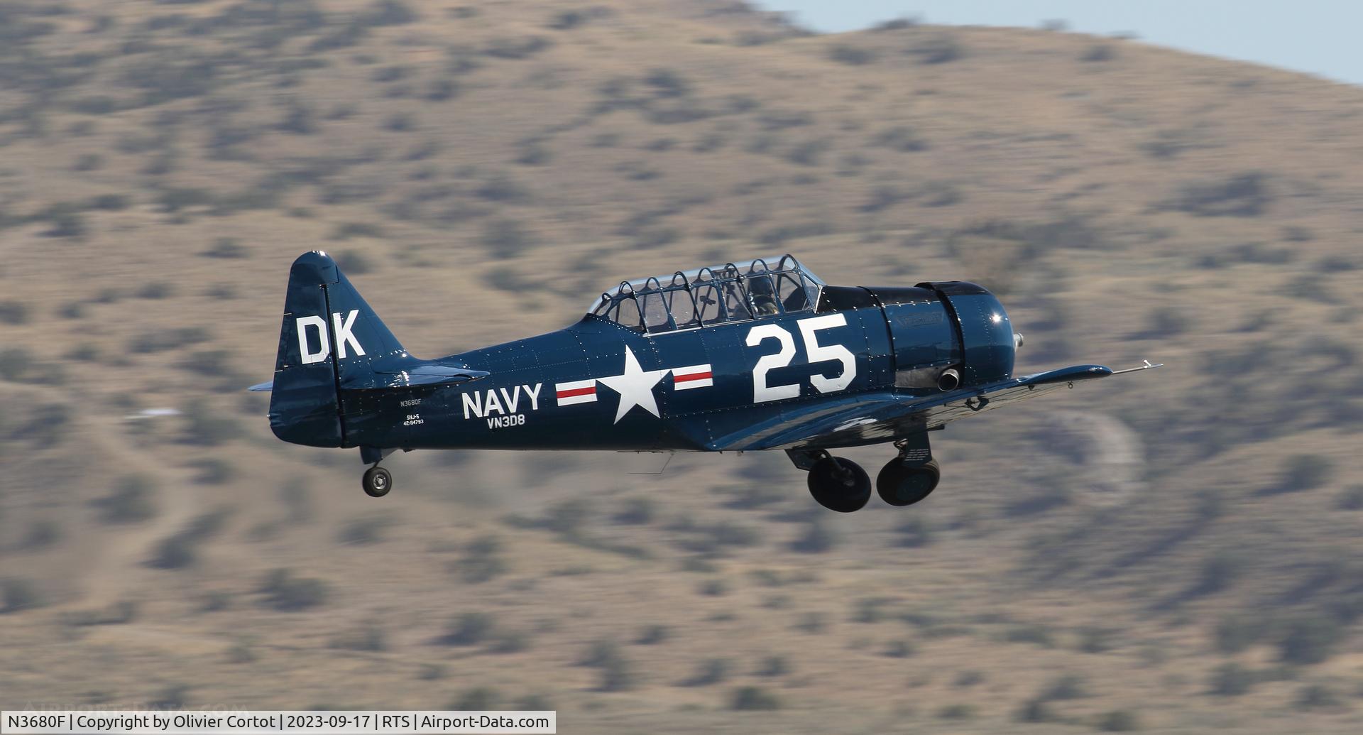 Aircraft N3680F, 1942 North American SNJ-5 Texan, c/n 88-16574, 2023 air races, at RTS, photo by Olivier Cortot