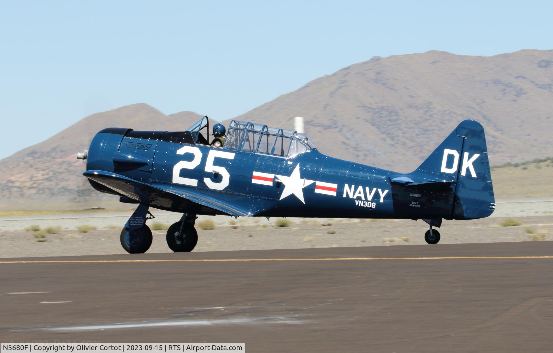 Aircraft N3680F, 1942 North American SNJ-5 Texan, c/n 88-16574, 2023 air races, at RTS, photo by Olivier Cortot