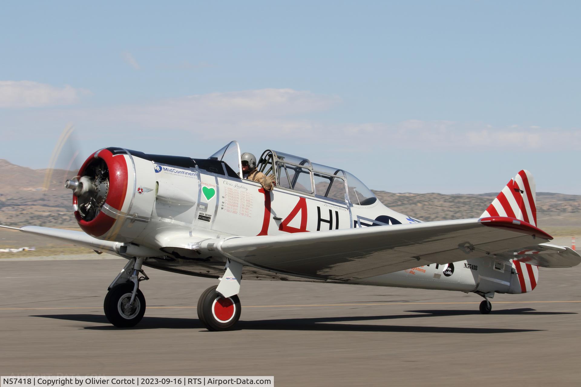 Aircraft N57418, 1942 North American AT-6B Texan, c/n 84-7748, 2023 air races, at RTS, photo by Olivier Cortot