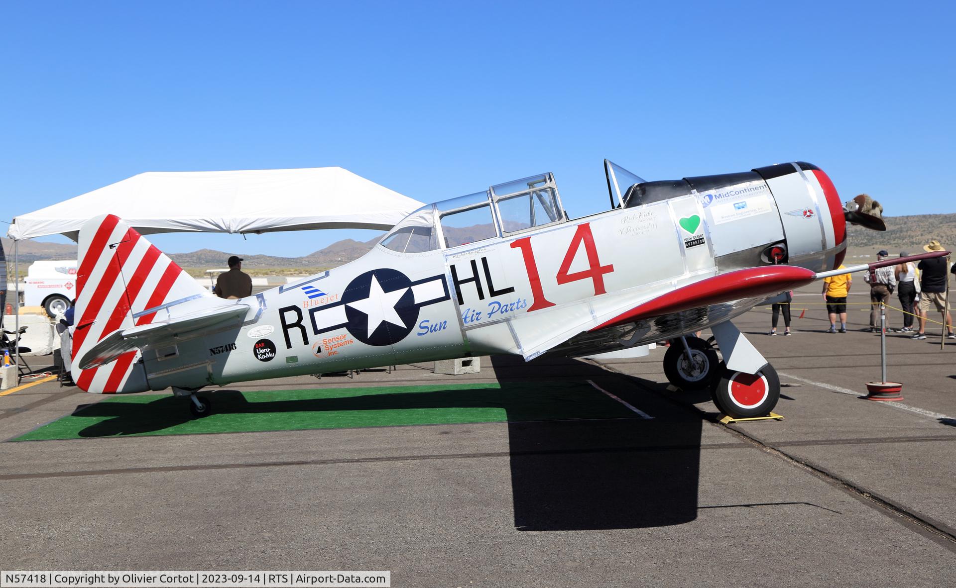 Aircraft N57418, 1942 North American AT-6B Texan, c/n 84-7748, 2023 air races, at RTS, photo by Olivier Cortot