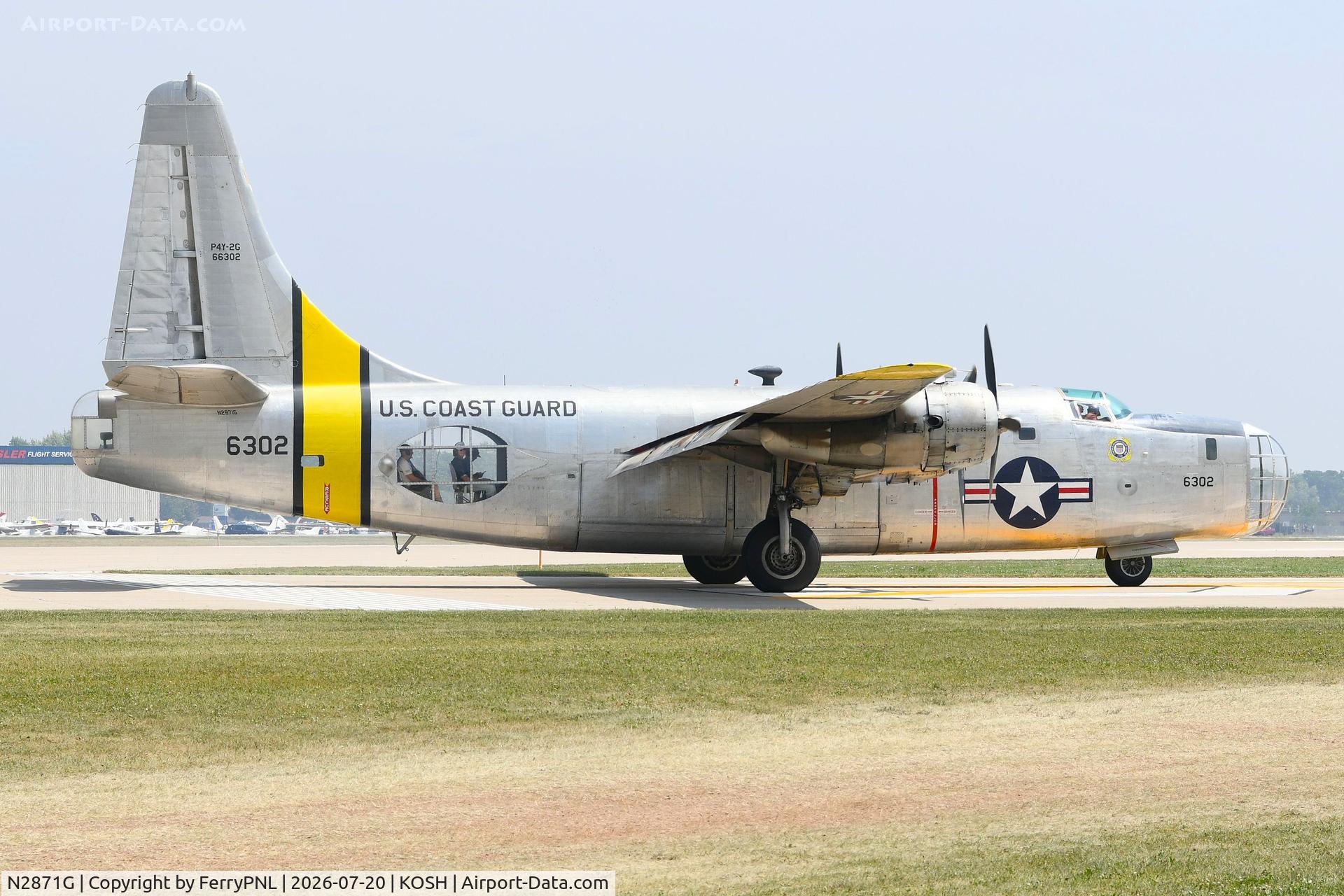 N2871G, Consolidated Vultee P4Y-2 Privateer, c/n 66302, PBY4 arriving at 2026 Air Venture