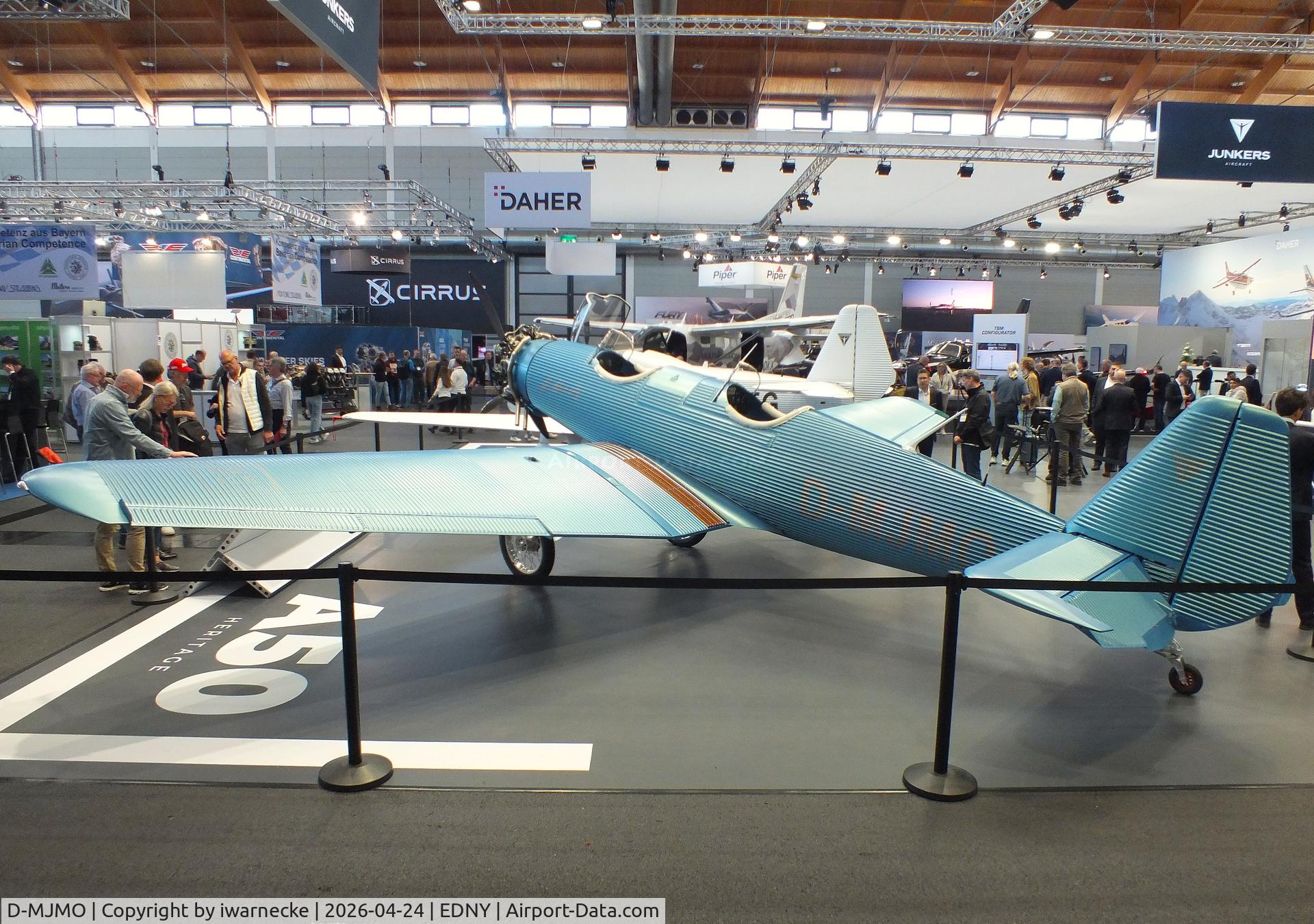 Aircraft D-MJMO, 2025 Junkers A50 Heritage, c/n ., Junkers Flugzeugwerke A 50 ci Junior Heritage replica at the AERO 2026, Friedrichshafen, at EDNY, photo by iwarnecke