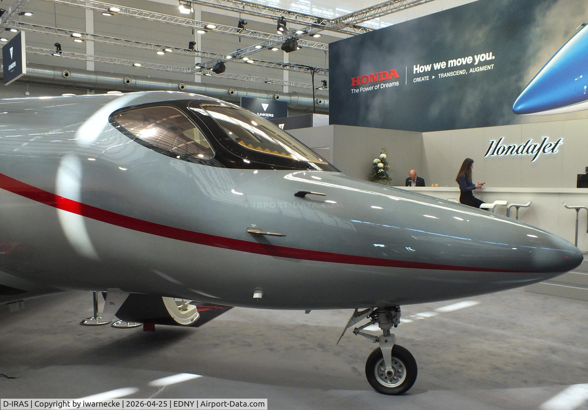 Aircraft D-IRAS, 2016 Honda HA-420 HondaJet, c/n 42000035, Honda HA-420 HondaJet at the AERO 2026, Friedrichshafen, at EDNY, photo by iwarnecke