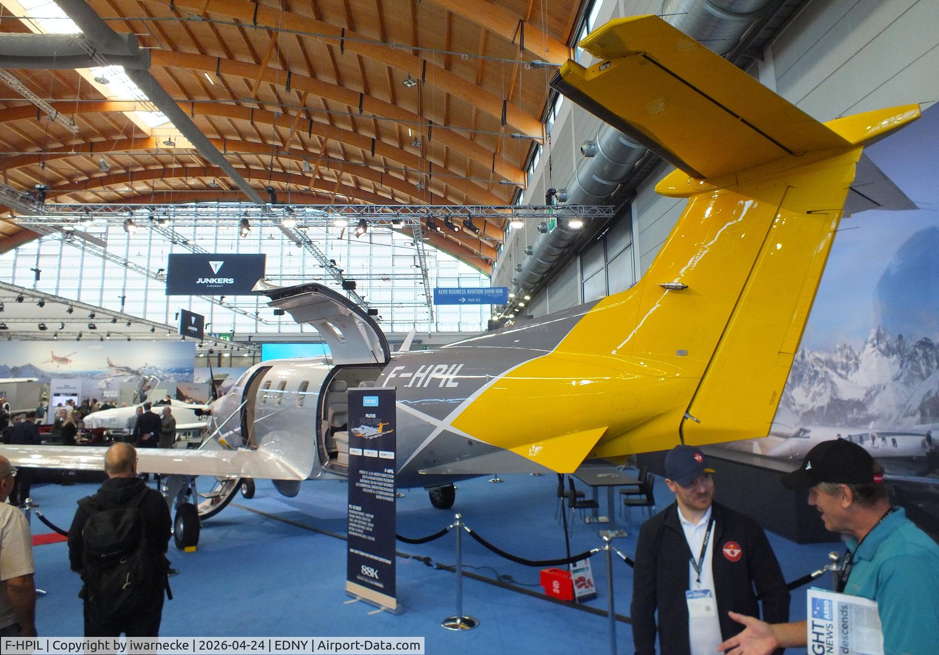 Aircraft F-HPIL, 2021 Pilatus PC-12 NGX, c/n 2079, Pilatus PC-12 NGX at the AERO 2026, Friedrichshafen, at EDNY, photo by iwarnecke