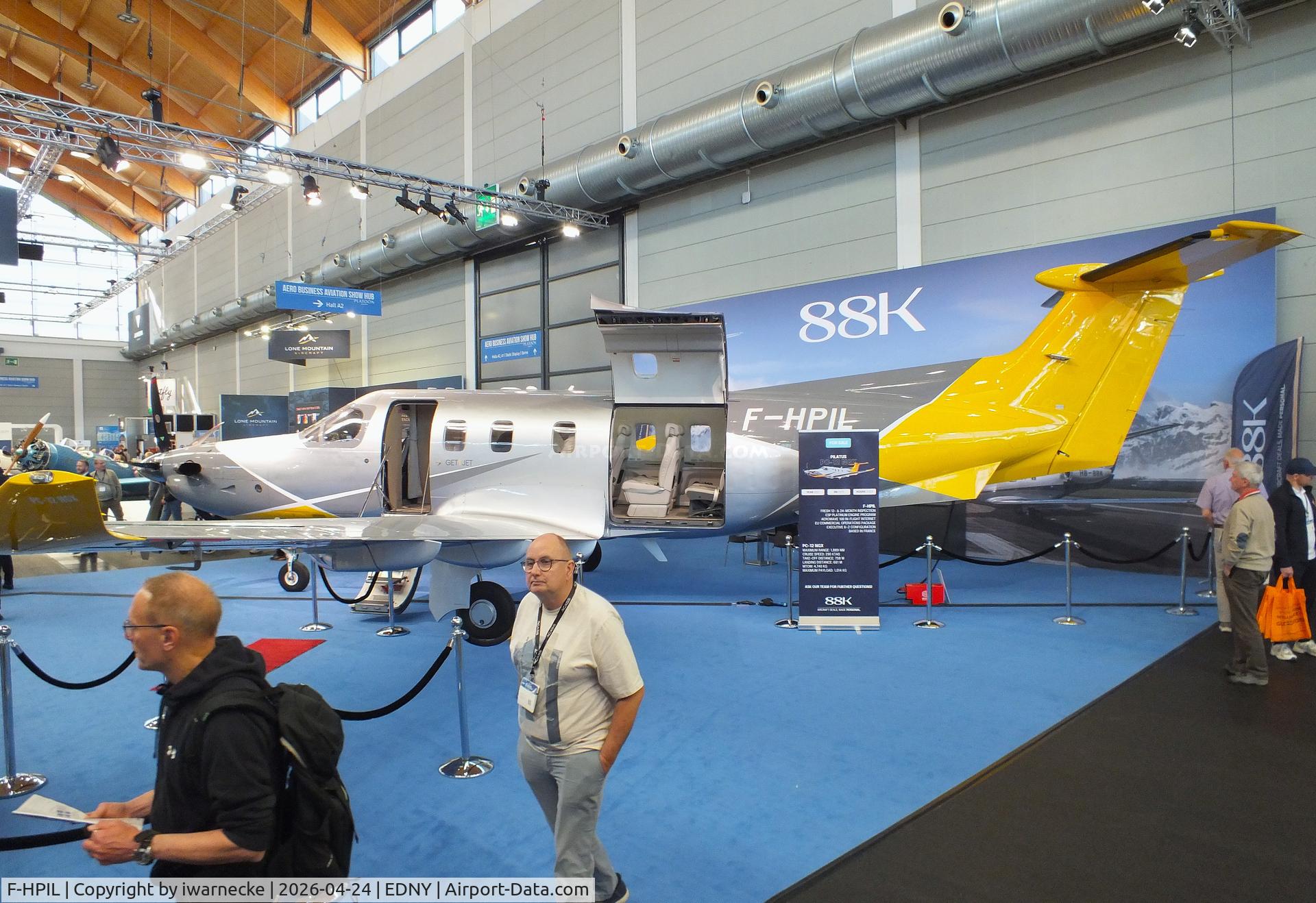 Aircraft F-HPIL, 2021 Pilatus PC-12 NGX, c/n 2079, Pilatus PC-12 NGX at the AERO 2026, Friedrichshafen, at EDNY, photo by iwarnecke