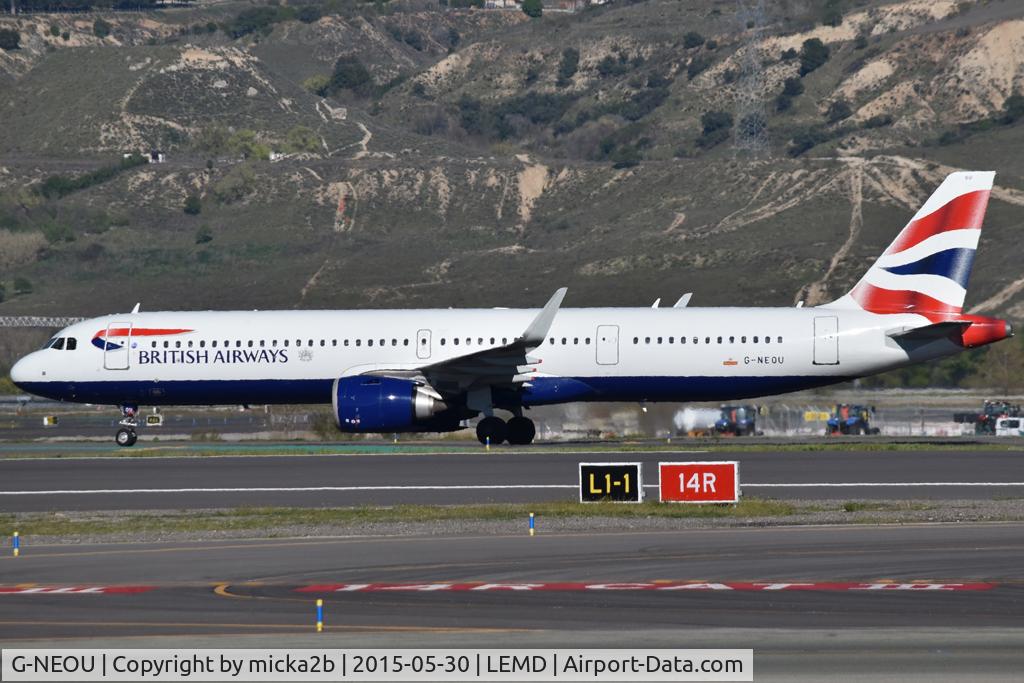 Aircraft G-NEOU, 2019 Airbus A321-251NX, c/n 8808, Taxiing, at LEMD, photo by micka2b
