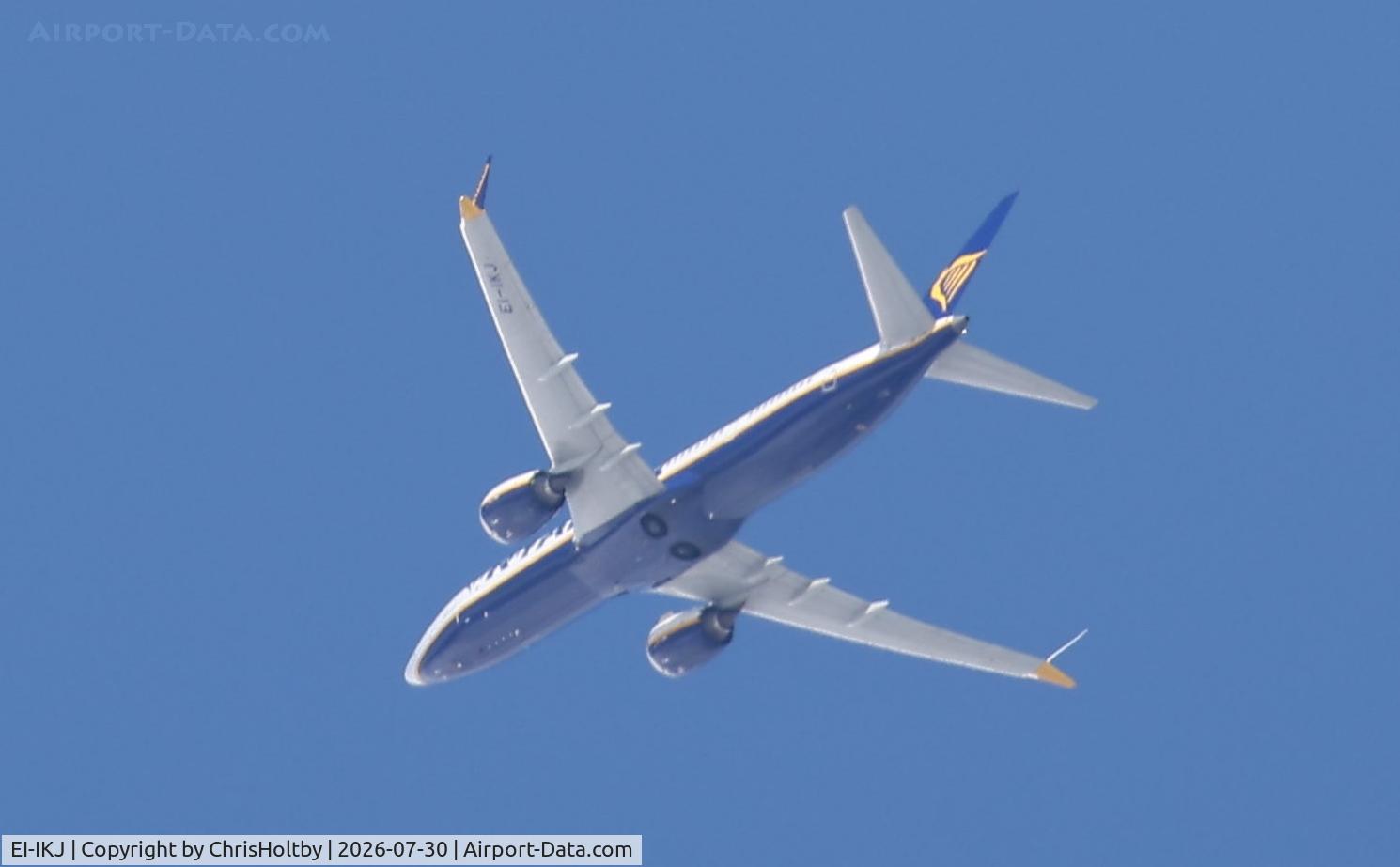 EI-IKJ, 2024 Boeing 737-8-200 MAX, c/n 67120 l/n 9037, Over Potters Bar, Herts.