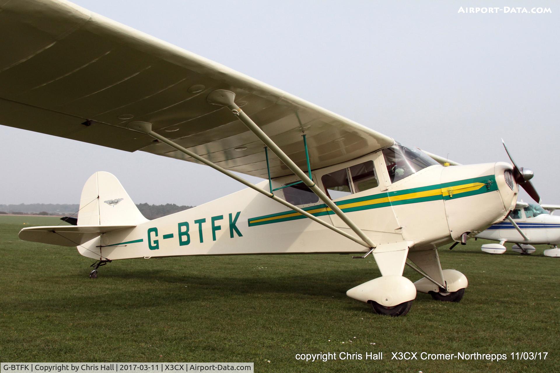 G-BTFK, 1947 Taylorcraft BC-12D Twosome, c/n 10540, Northrepps, 11/03/17