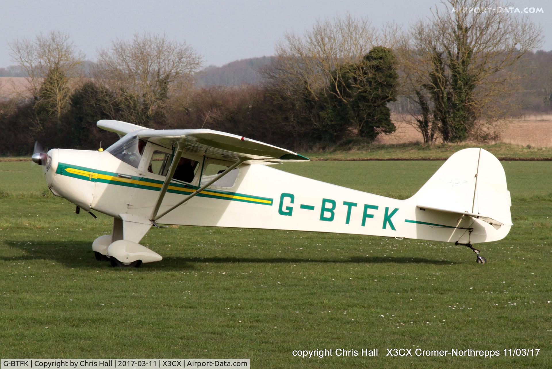 G-BTFK, 1947 Taylorcraft BC-12D Twosome, c/n 10540, Northrepps, 11/03/17