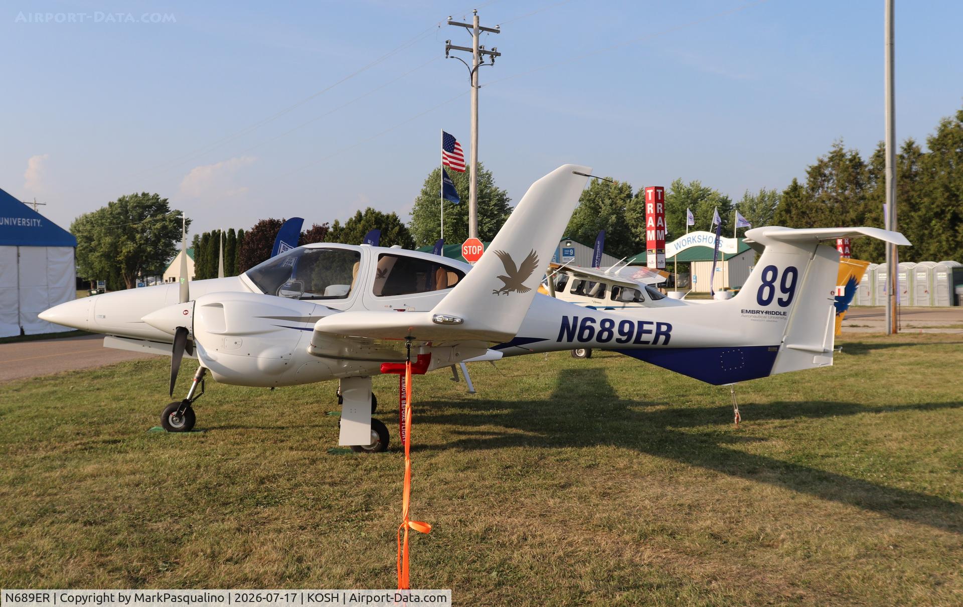 Aircraft N689ER, 2026 Diamond DA 42 NG, c/n 42.N621, Diamond DA 42 NG, at KOSH, photo by MarkPasqualino