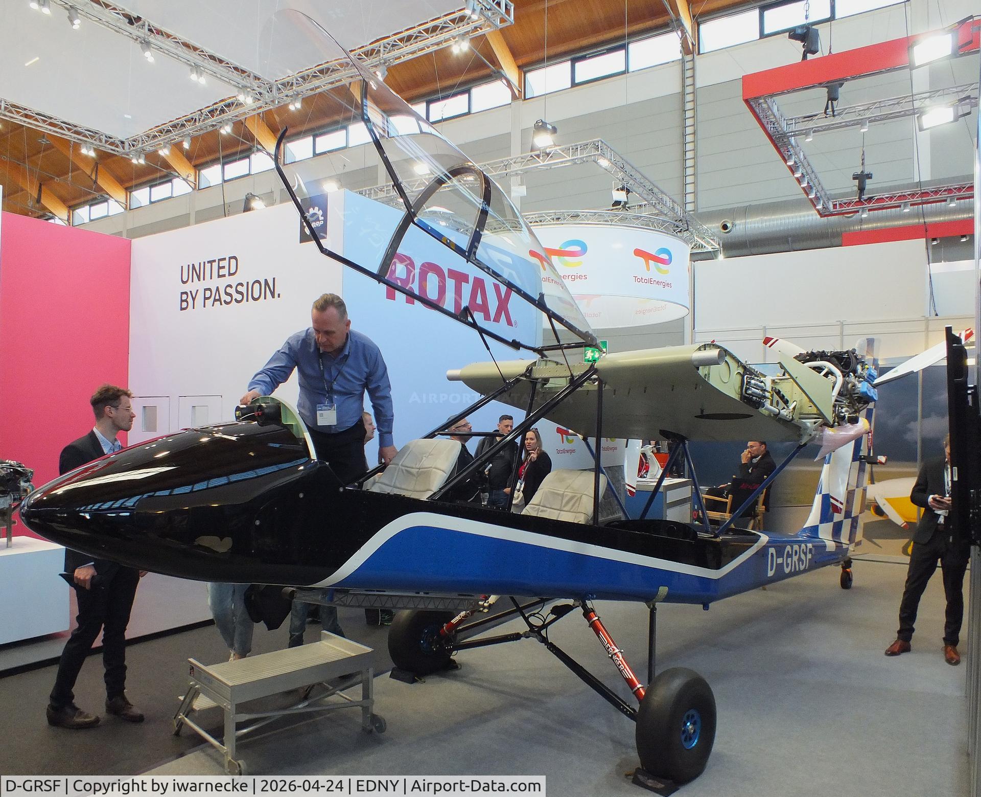 D-GRSF, Lockwood Air Cam, c/n not found_D_GRSF, Lockwood AirCam (outer wings / tailplane dismounted, central wing / engines minus outer skin/cowlings) at the AERO 2026, Friedrichshafen