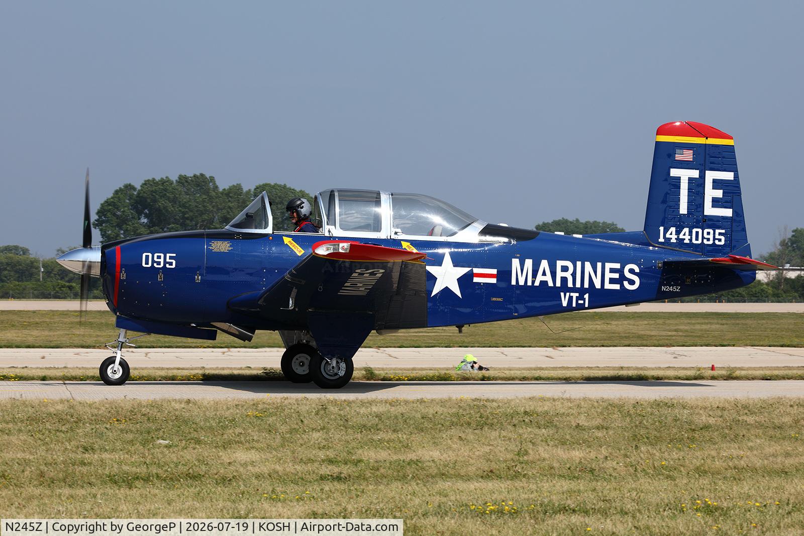 Aircraft N245Z, 1957 Beech T-34B, c/n 144095, Airventure 2026., at KOSH, photo by GeorgeP