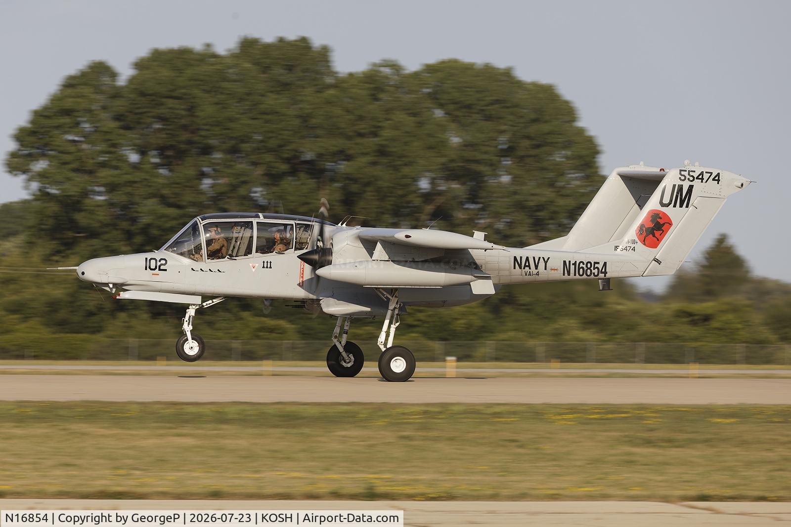 Aircraft N16854, North American Rockwell OV-10D Bronco, c/n 305-85, Airventure 2026., at KOSH, photo by GeorgeP