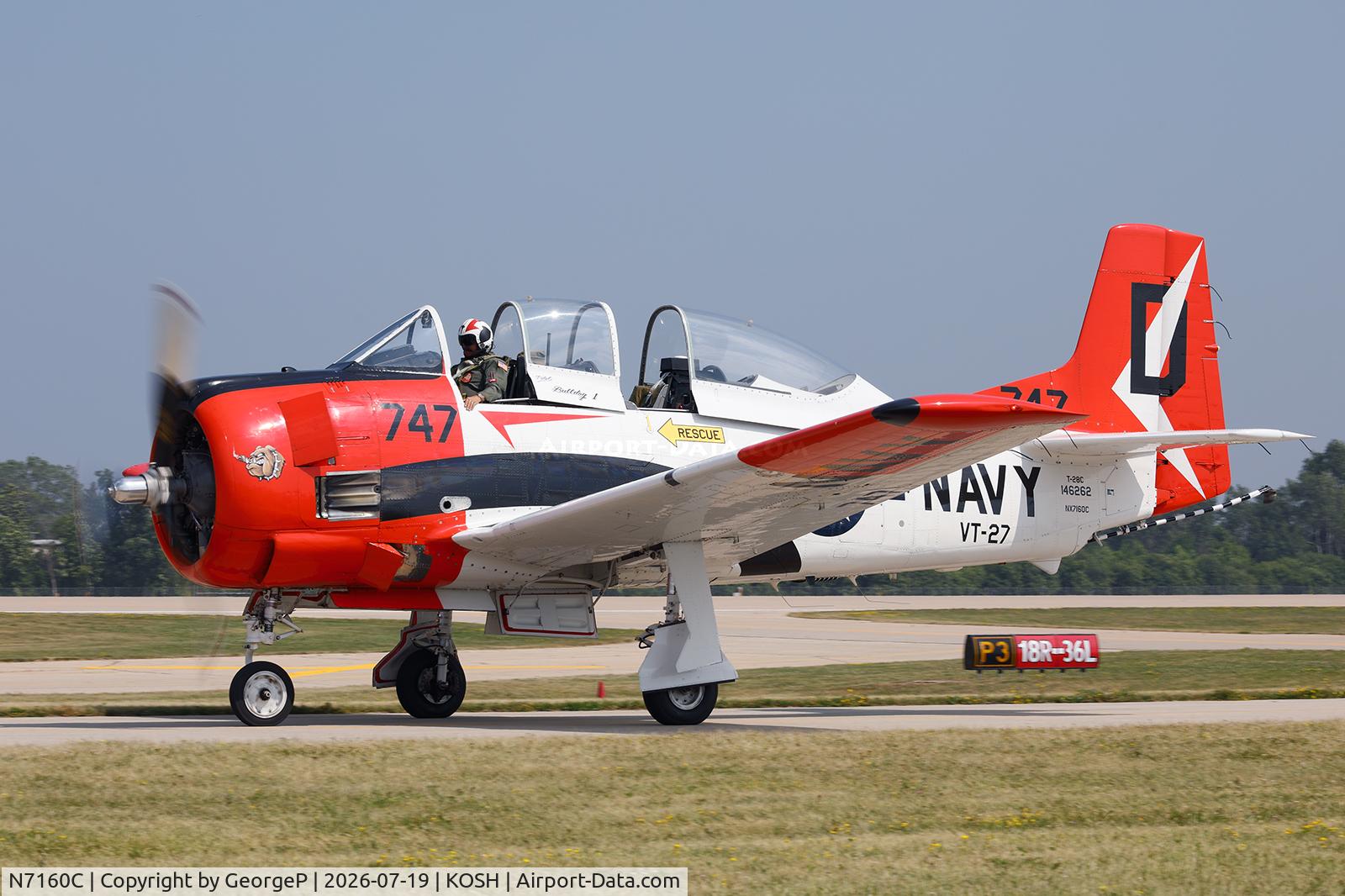 Aircraft N7160C, 1992 North American T-28C Trojan Trojan, c/n 252-25, Airventure 2026., at KOSH, photo by GeorgeP