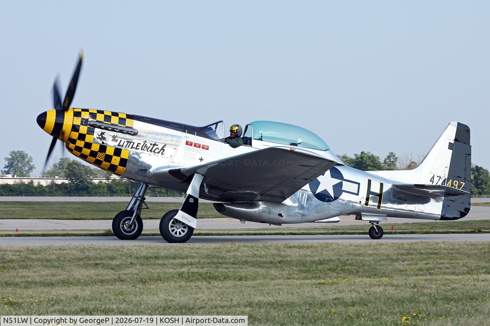 Aircraft N51LW, 1962 North American P-51D Mustang, c/n 122-41037, Airventure 2026., at KOSH, photo by GeorgeP