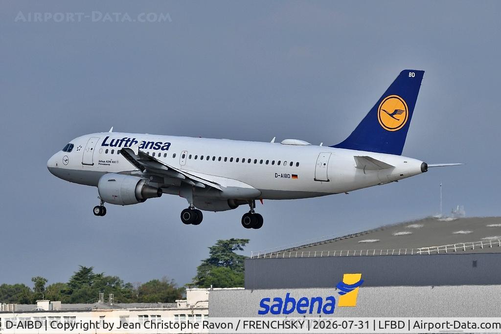 D-AIBD, 2010 Airbus A319-112, c/n 4455, Munich (MUC)	Bordeaux (BOD)	LH2258