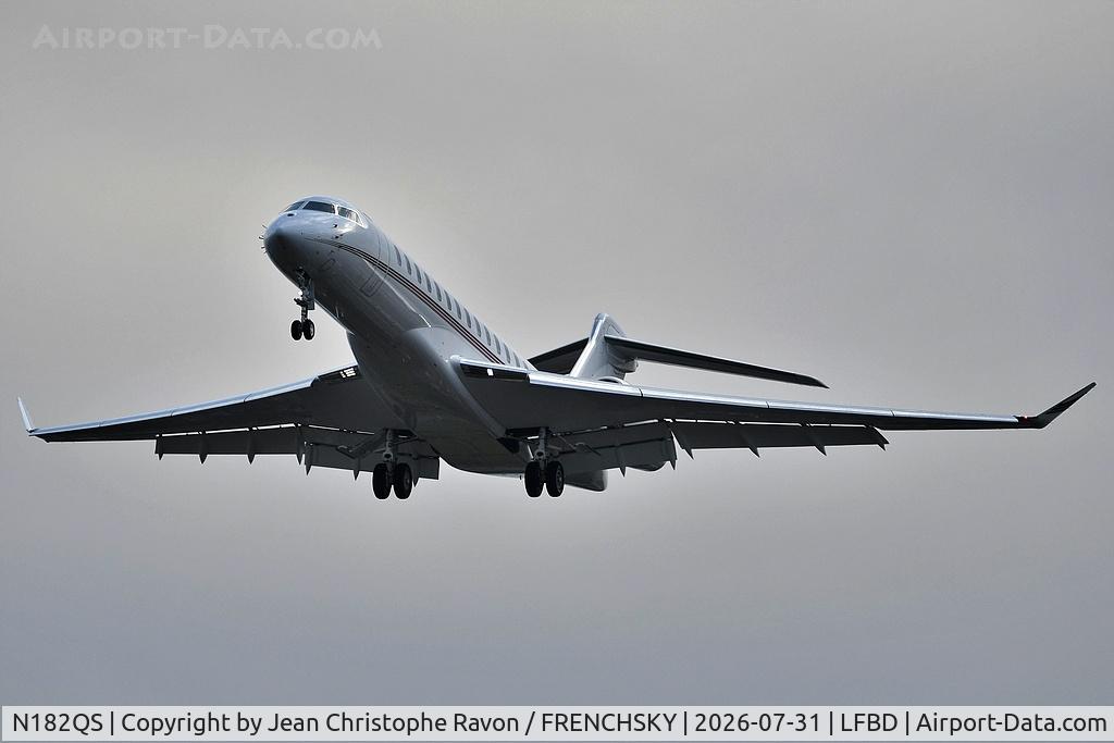 Aircraft N182QS, 2023 Bombardier Global 7500, c/n 70160, Napa (APC) Bordeaux (BOD) (N182QS), at LFBD, photo by Jean Christophe Ravon / FRENCHSKY