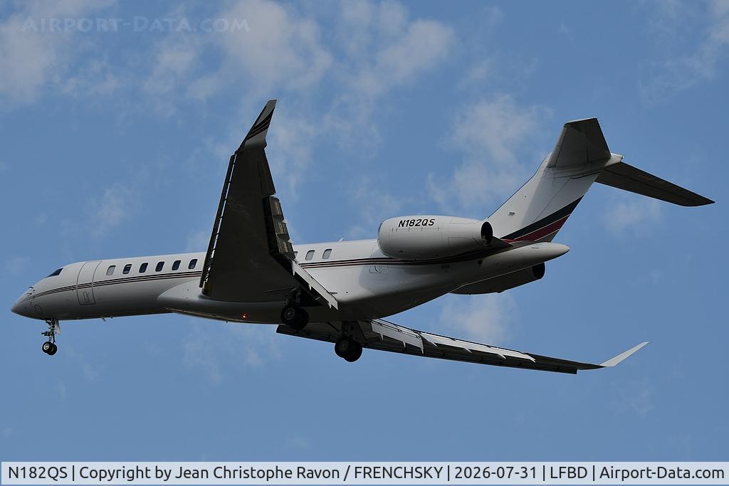 Aircraft N182QS, 2023 Bombardier Global 7500, c/n 70160, Napa (APC) Bordeaux (BOD) (N182QS), at LFBD, photo by Jean Christophe Ravon / FRENCHSKY