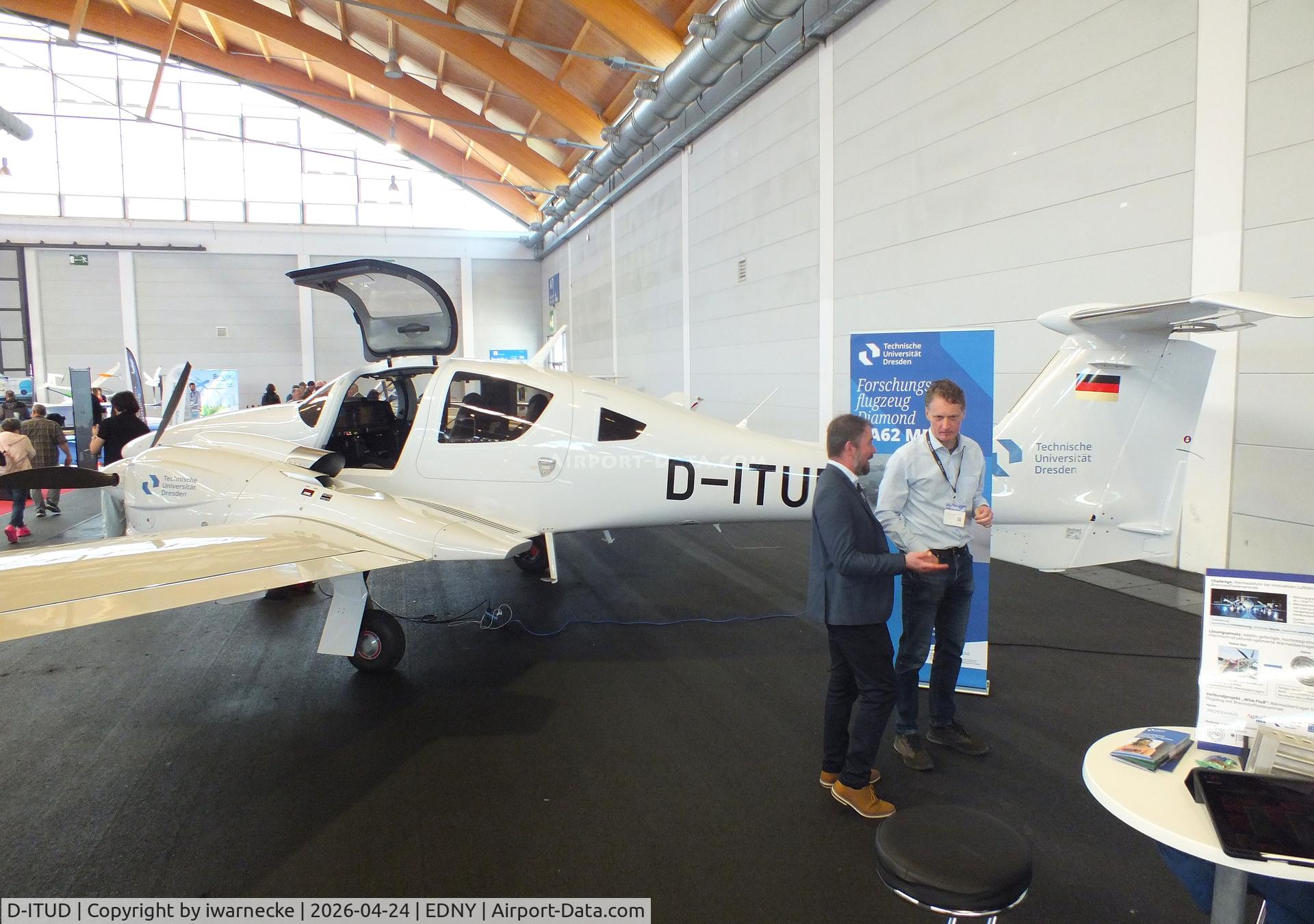 D-ITUD, Diamond DA-62MPP, c/n 62.350, Diamond DA-62 MPP research aircraft of Dresden Technical University at the AERO 2026, Friedrichshafen