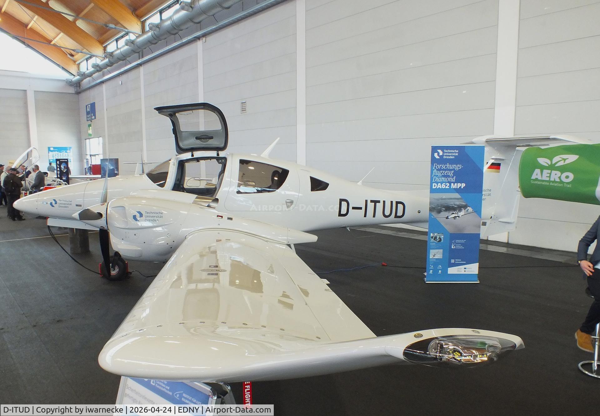 D-ITUD, Diamond DA-62MPP, c/n 62.350, Diamond DA-62 MPP research aircraft of Dresden Technical University at the AERO 2026, Friedrichshafen