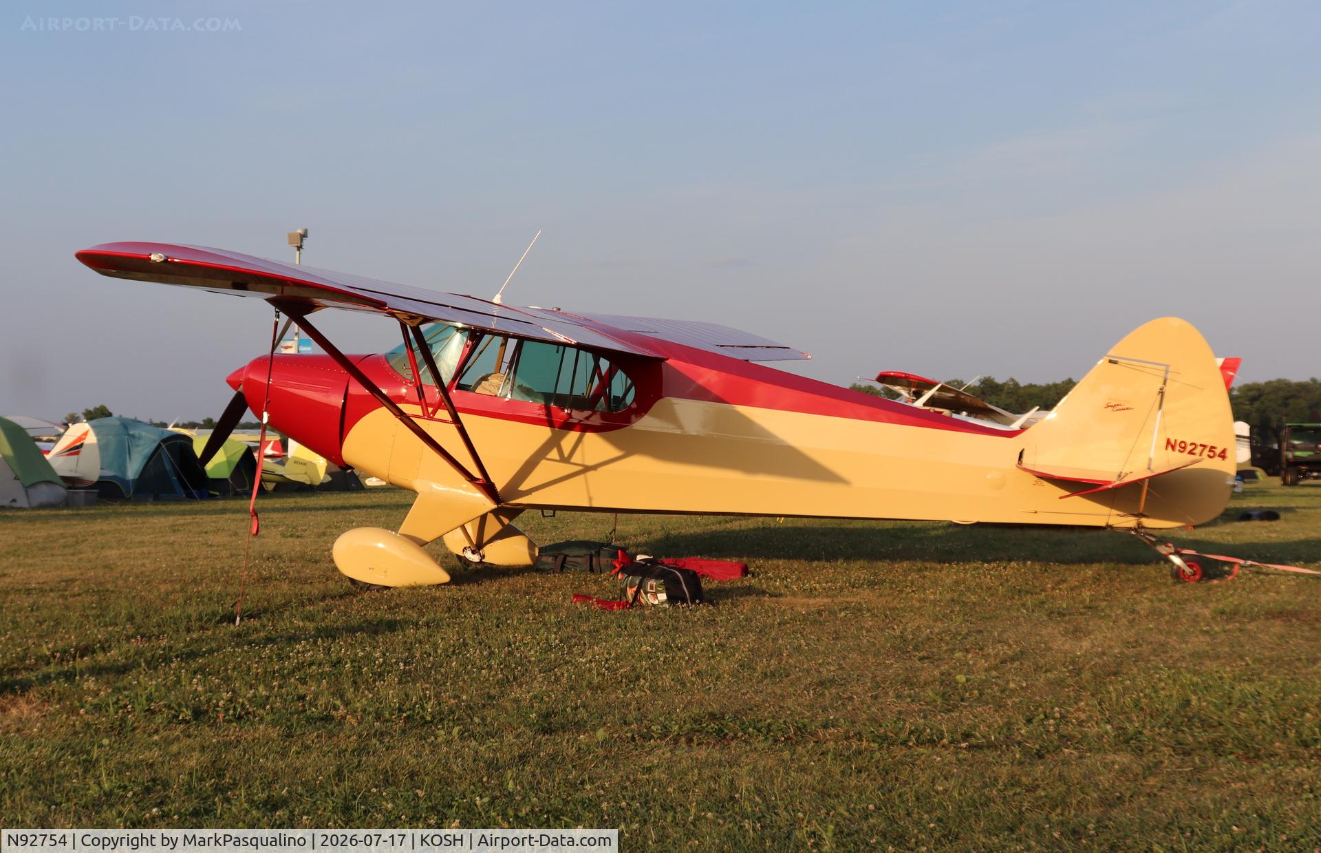 Aircraft N92754, 1946 Piper PA-12 Super Cruiser, c/n 12-195, Piper PA-12, at KOSH, photo by MarkPasqualino