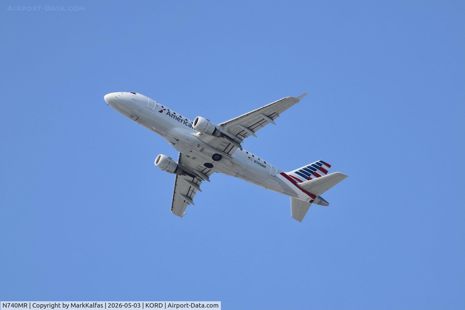 Aircraft N740MR, 2005 Embraer 170SE (ERJ-170-100SE), c/n 17000082, E75L Envoy / American Eagle Embraer 170SE N740MR departing 28R KORD, at KORD, photo by MarkKalfas
