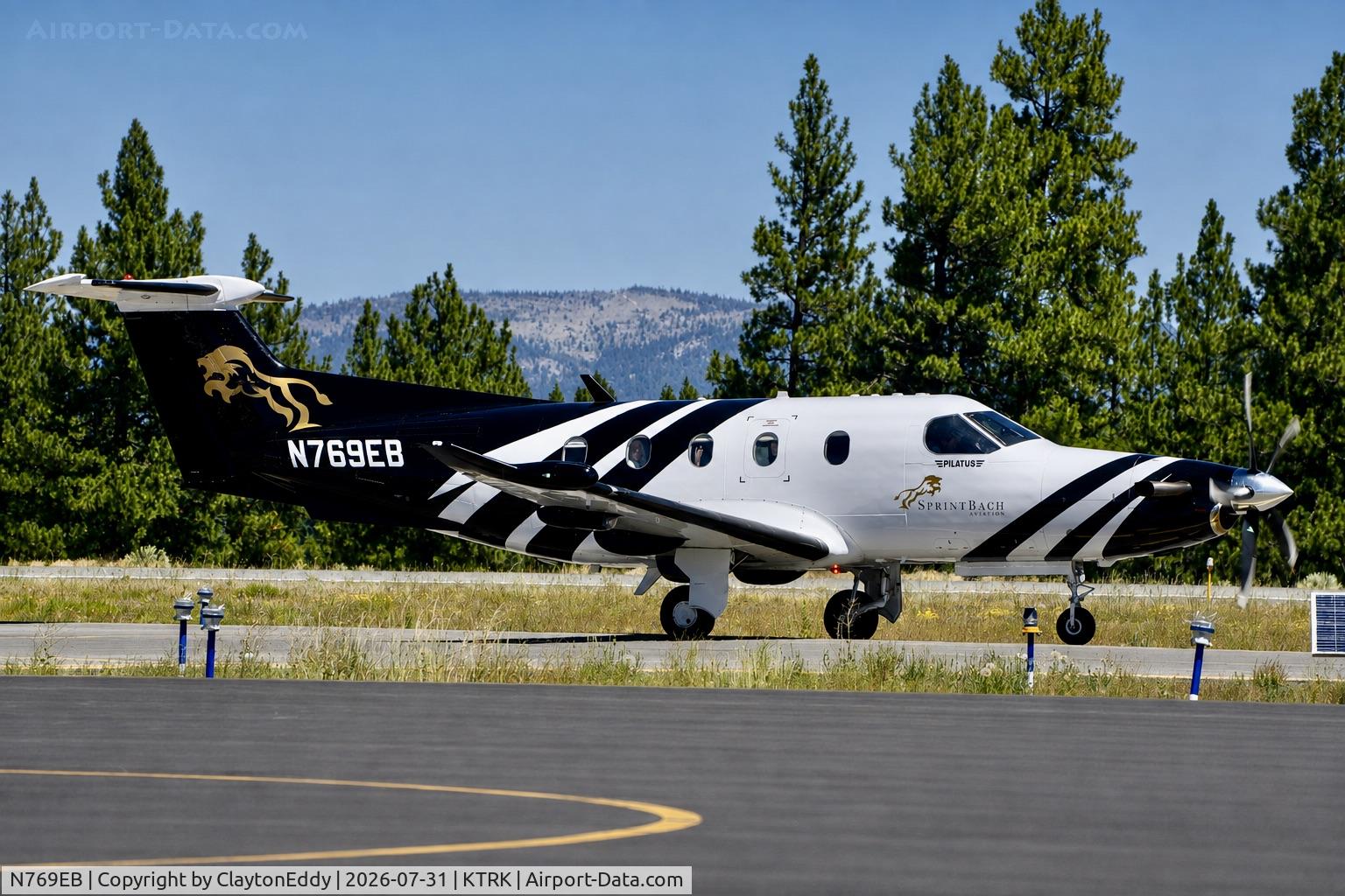 Aircraft N769EB, 2006 Pilatus Aircraft LTD PC-12/47, c/n 769, Truckee Tahoe airport in California 2026, at KTRK, photo by ClaytonEddy