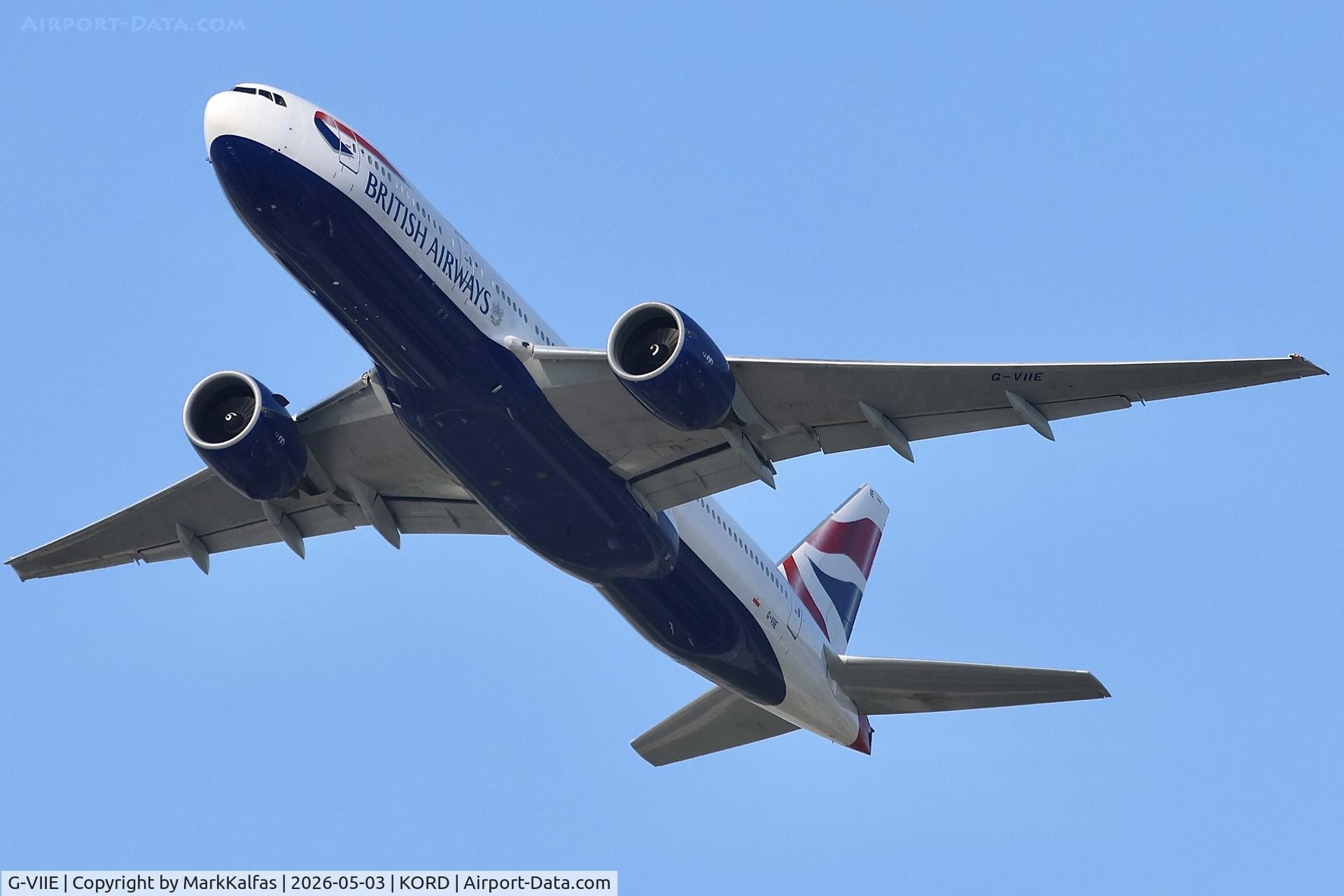 Aircraft G-VIIE, 1997 Boeing 777-236, c/n 27487, B772 British Airways Boeing 777-236 G-VIIE departing 28R KORD, at KORD, photo by MarkKalfas