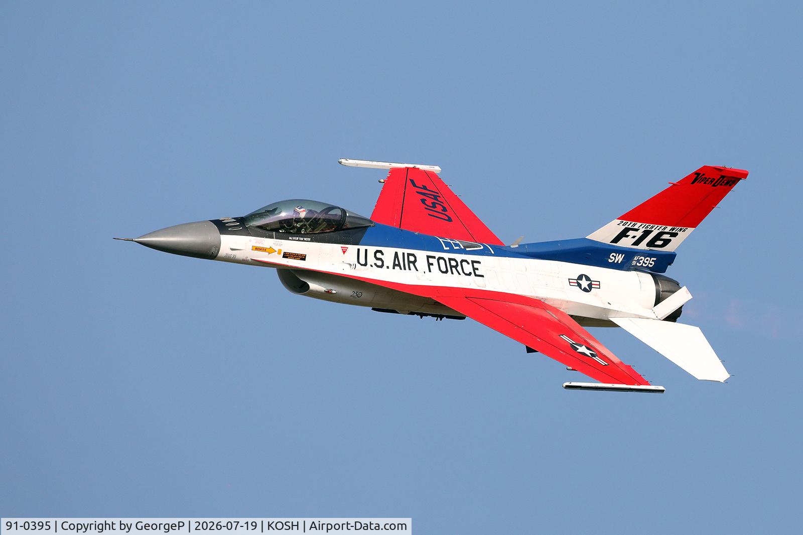 Aircraft 91-0395, 1991 General Dynamics F-16CM Fighting Falcon, c/n CC-93, Airventure 2026., at KOSH, photo by GeorgeP